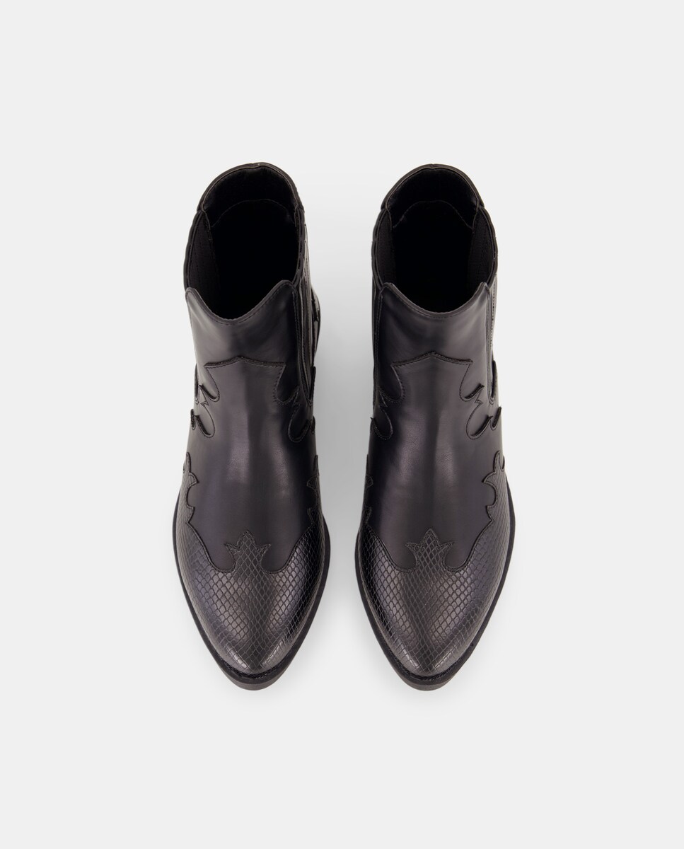 Botín de mujer efecto serpiente Negro-4