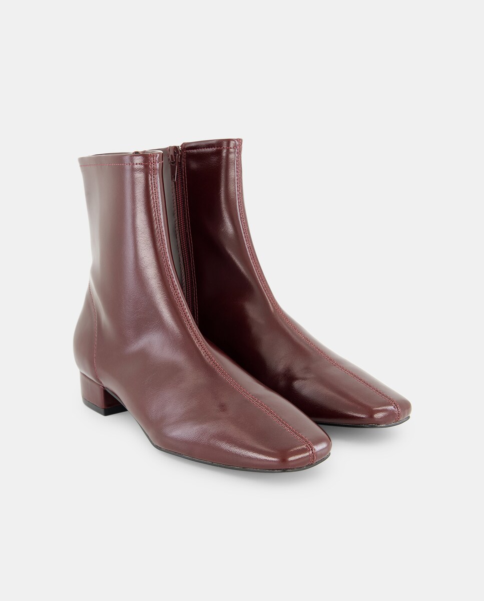 Botín de mujer ajustado Burdeos-2
