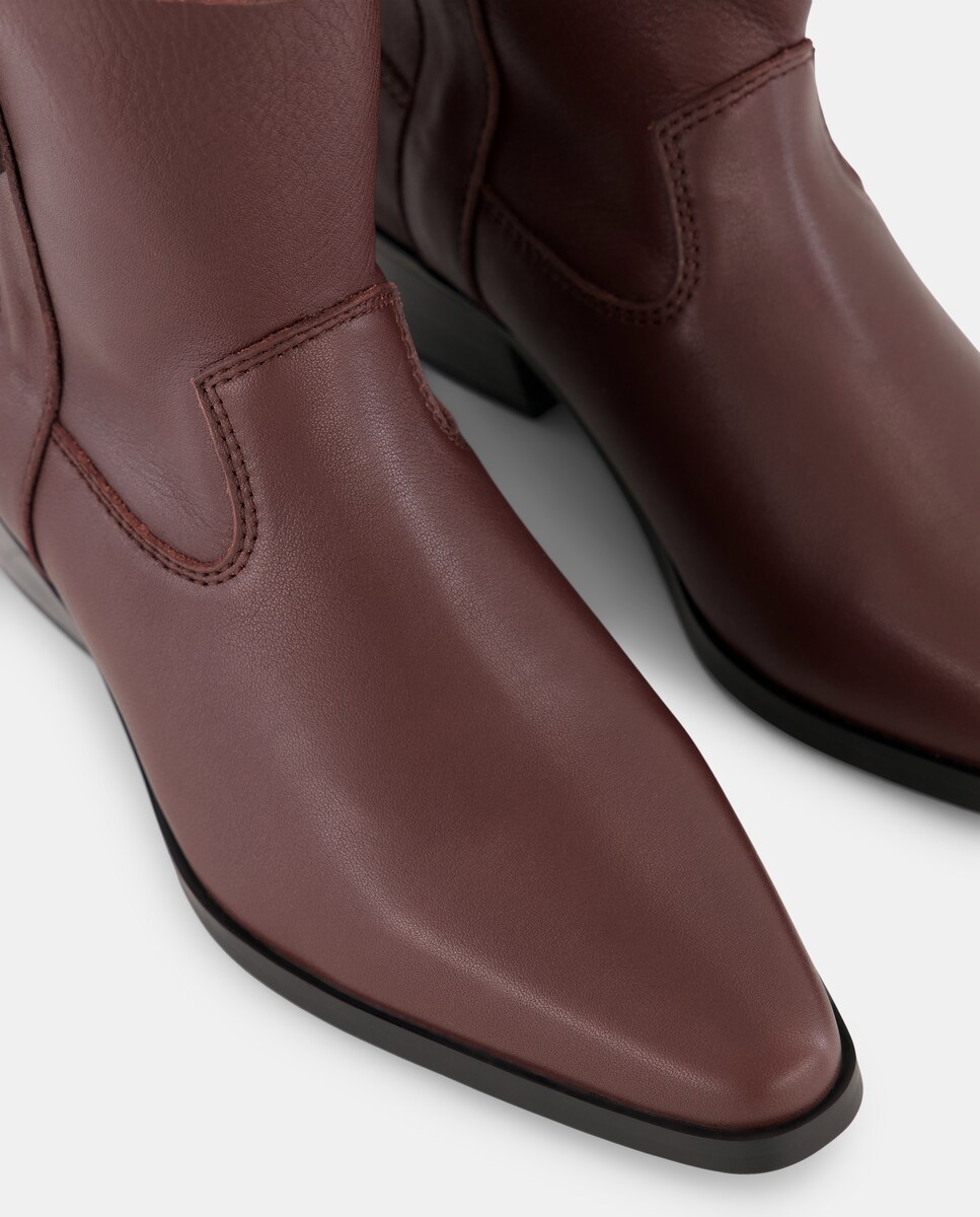 Botín de mujer de piel con tacón Chocolate-5