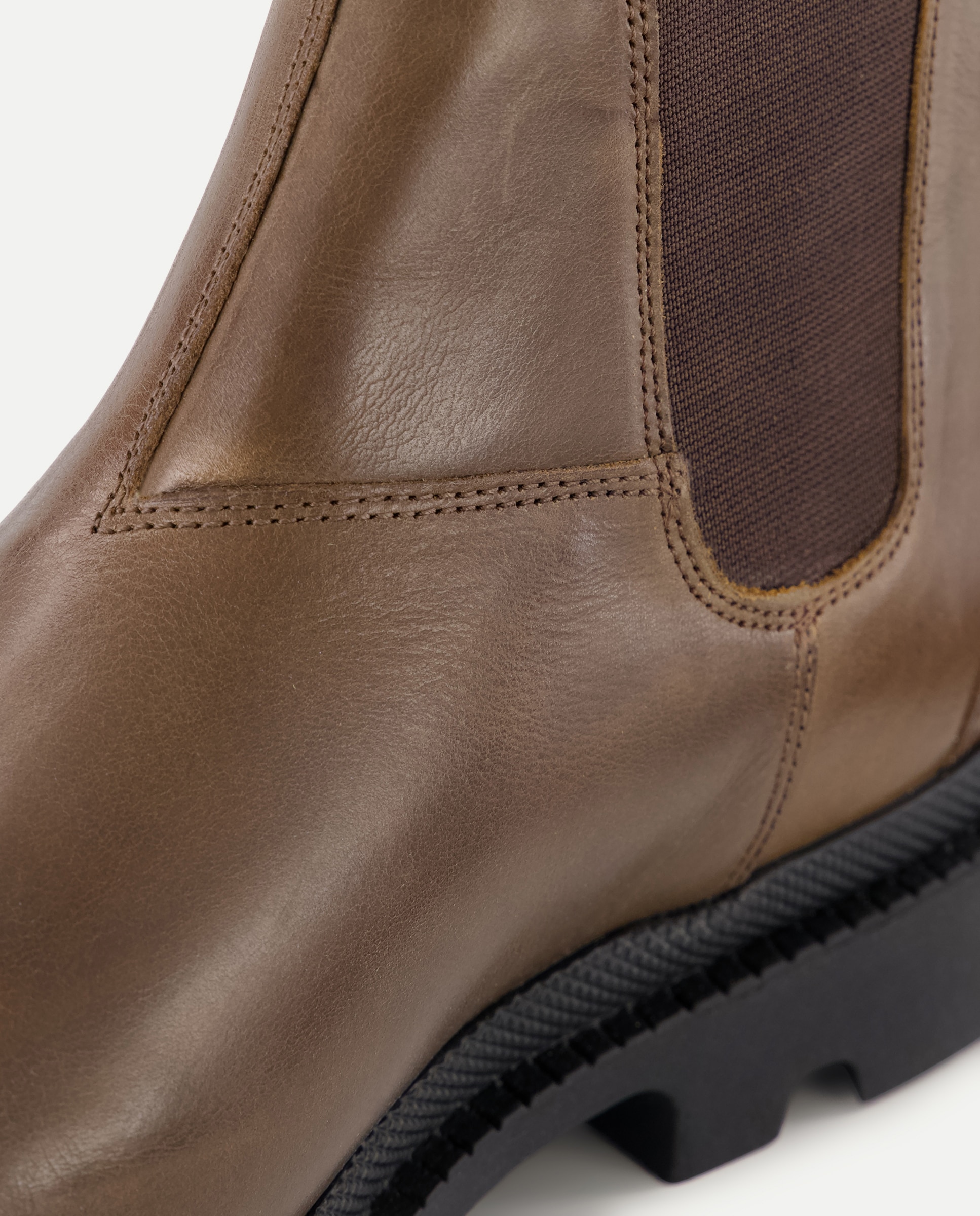 Botin de mujer de piel costura Marrón-5