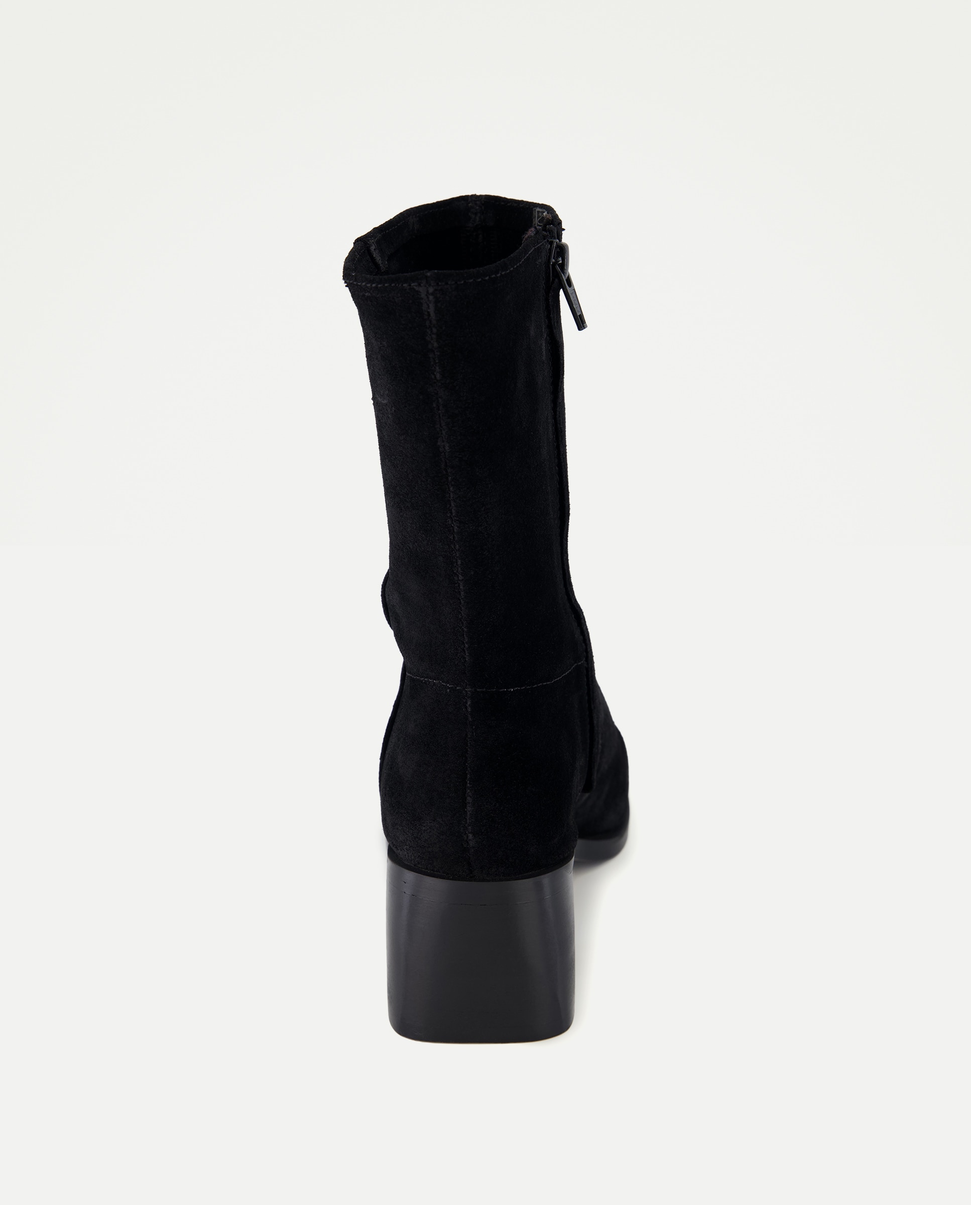 Botín de mujer de piel de tacón Negro-3
