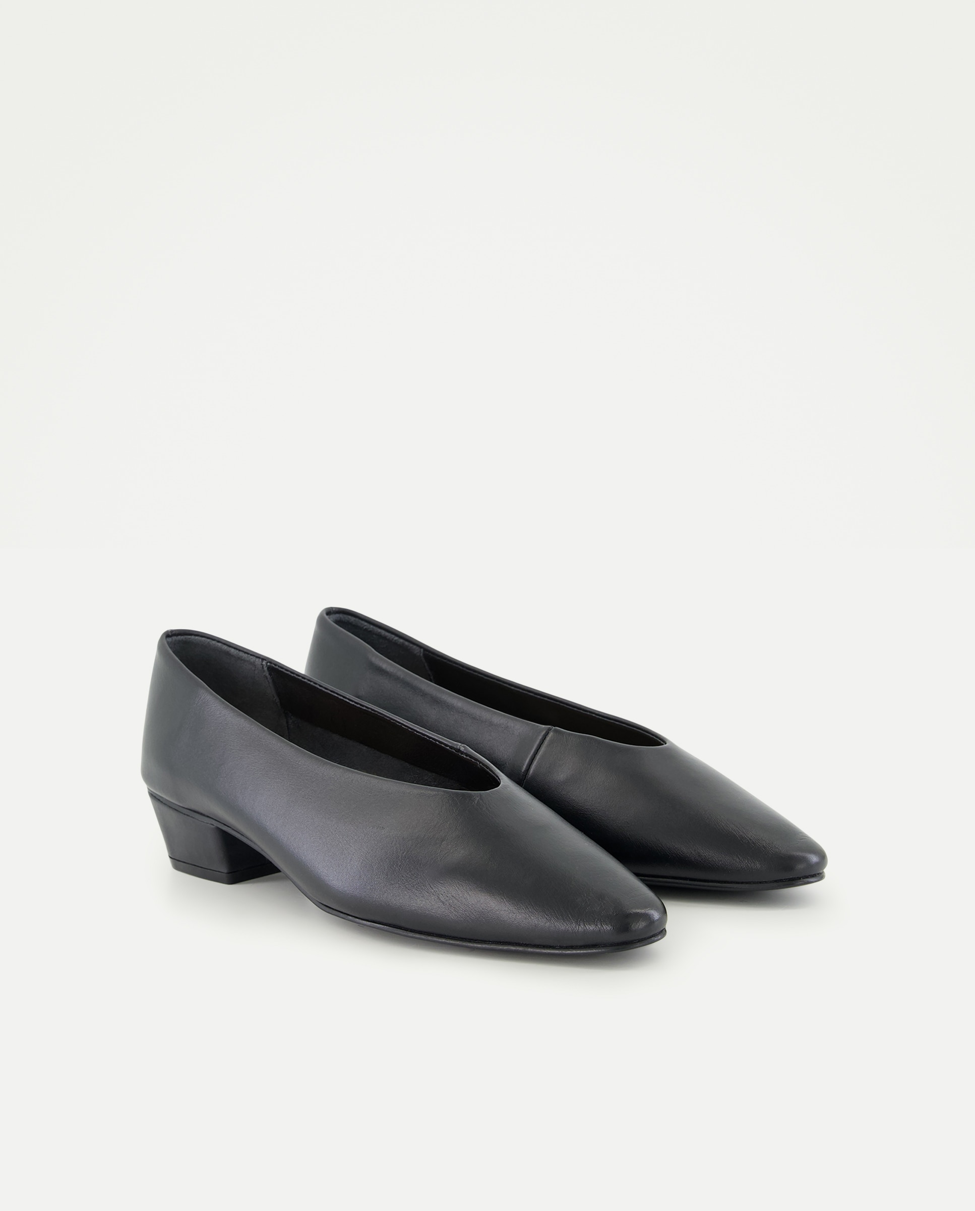 Bailarina de mujer de piel tacón Negro-2