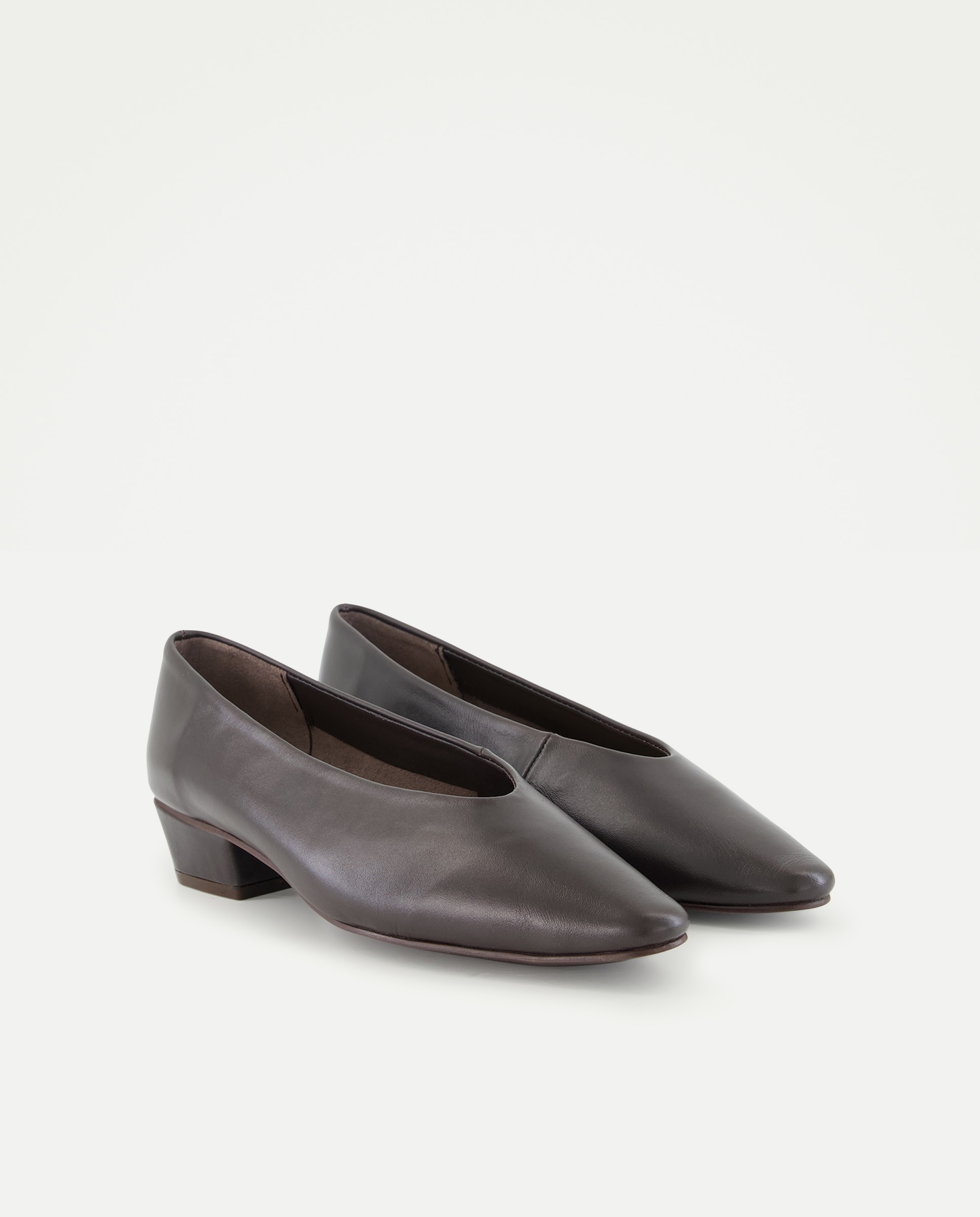 Bailarina de mujer de piel tacón Chocolate-2