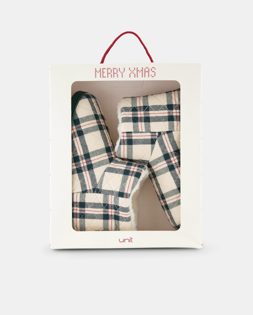 Zapatilla de mujer de cuadros Verde-1