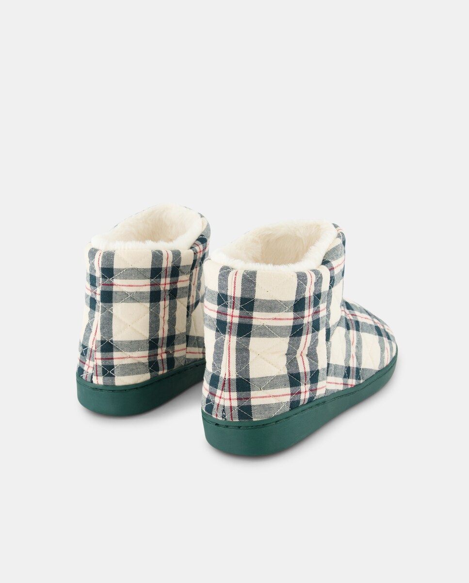 Zapatilla de mujer de cuadros Verde-4