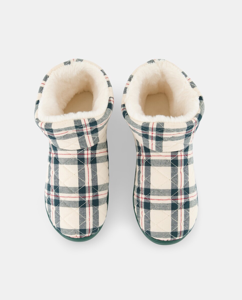 Zapatilla de mujer de cuadros Verde-5