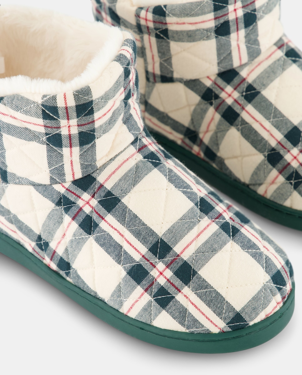Zapatilla de mujer de cuadros Verde-6