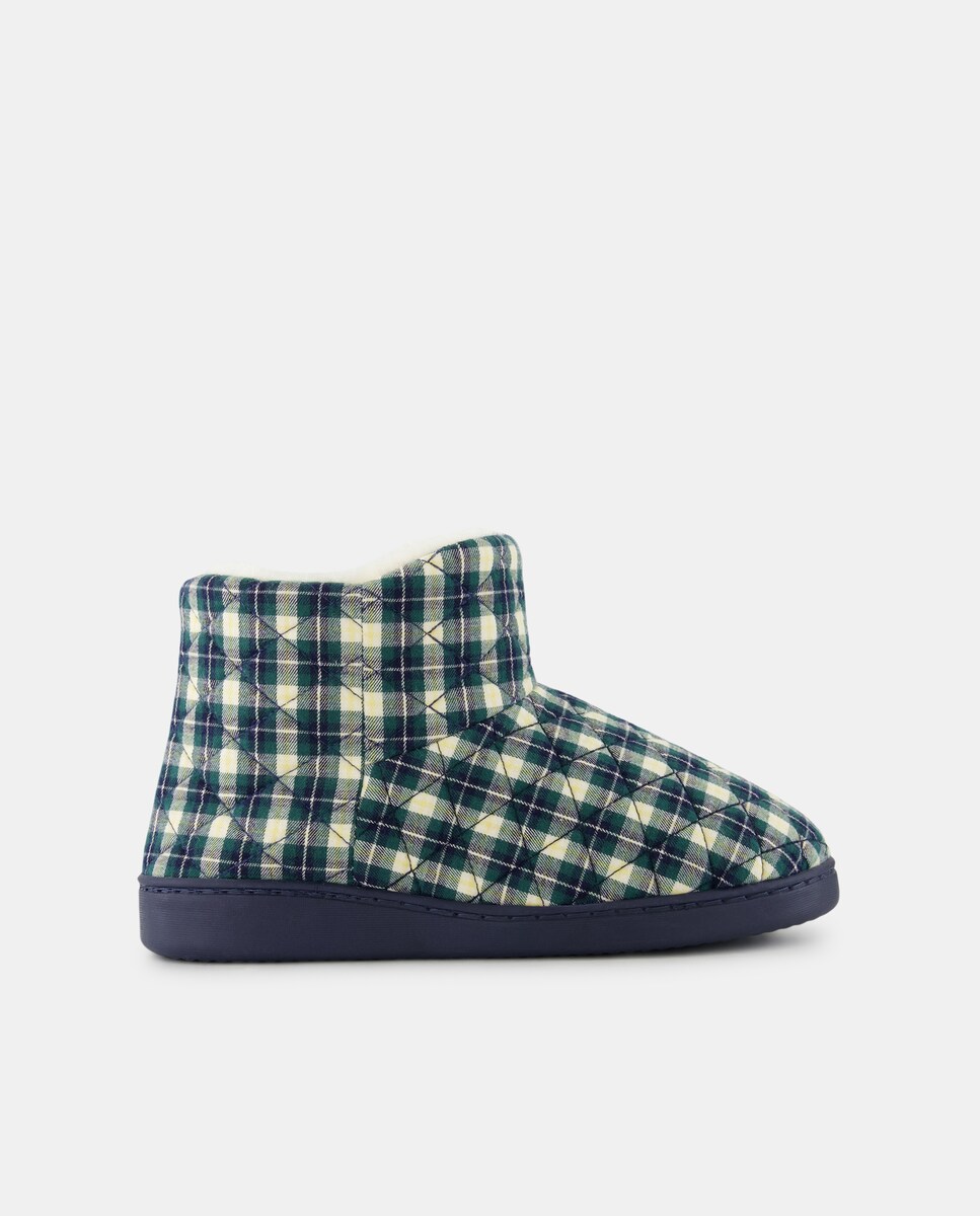 Zapatilla de mujer de cuadros Azul-2