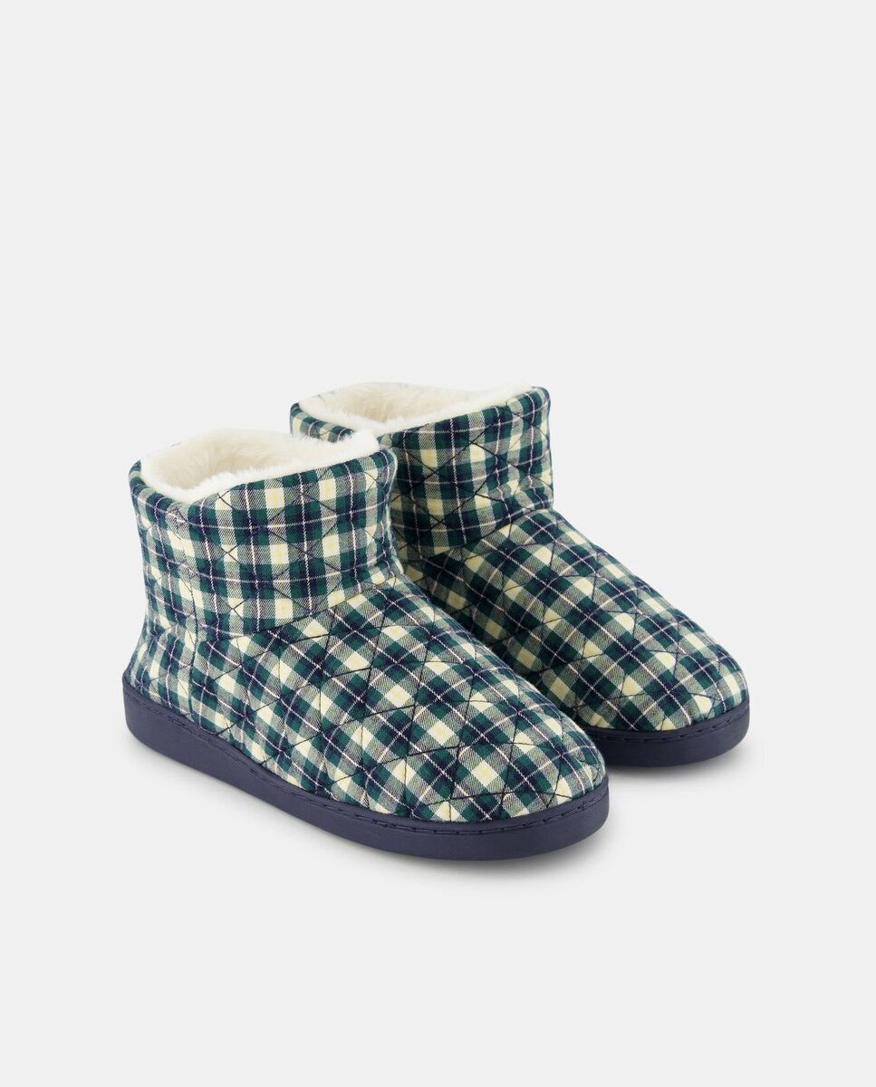 Zapatilla de mujer de cuadros Azul-3