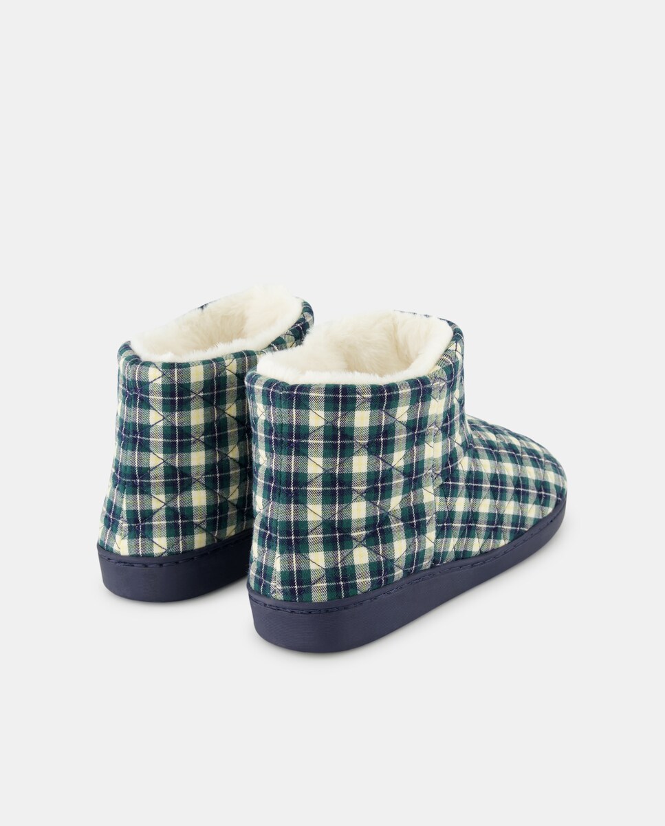 Zapatilla de mujer de cuadros Azul-4