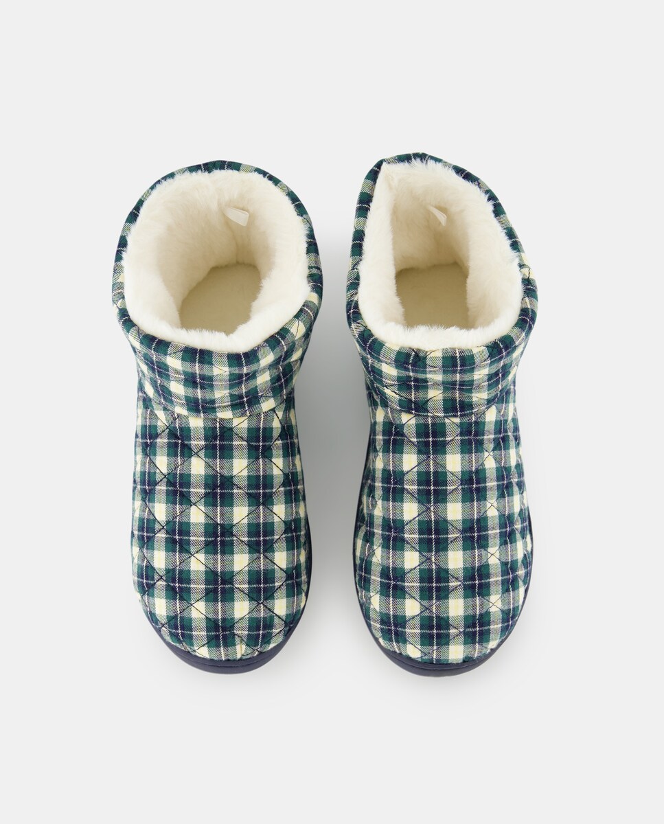 Zapatilla de mujer de cuadros Azul-5