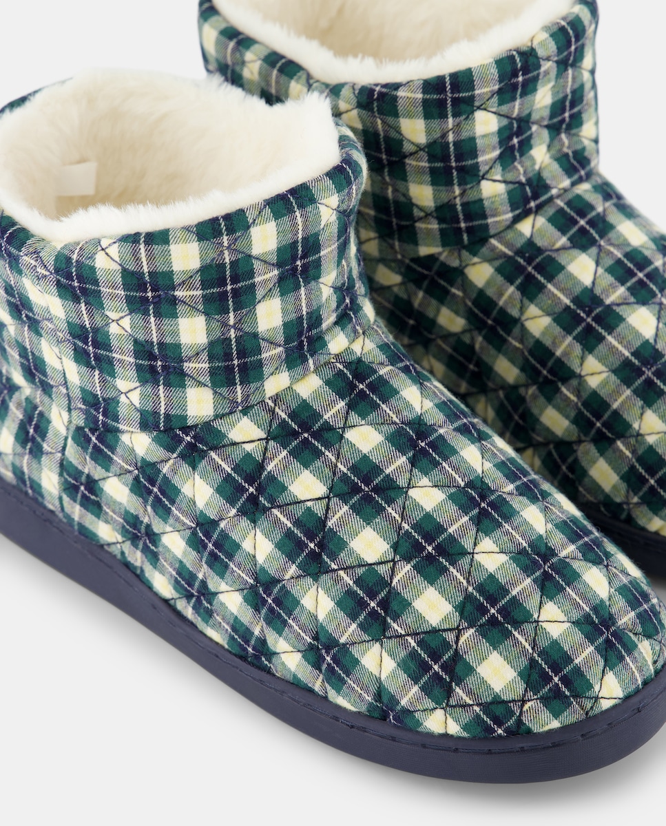 Zapatilla de mujer de cuadros Azul-6