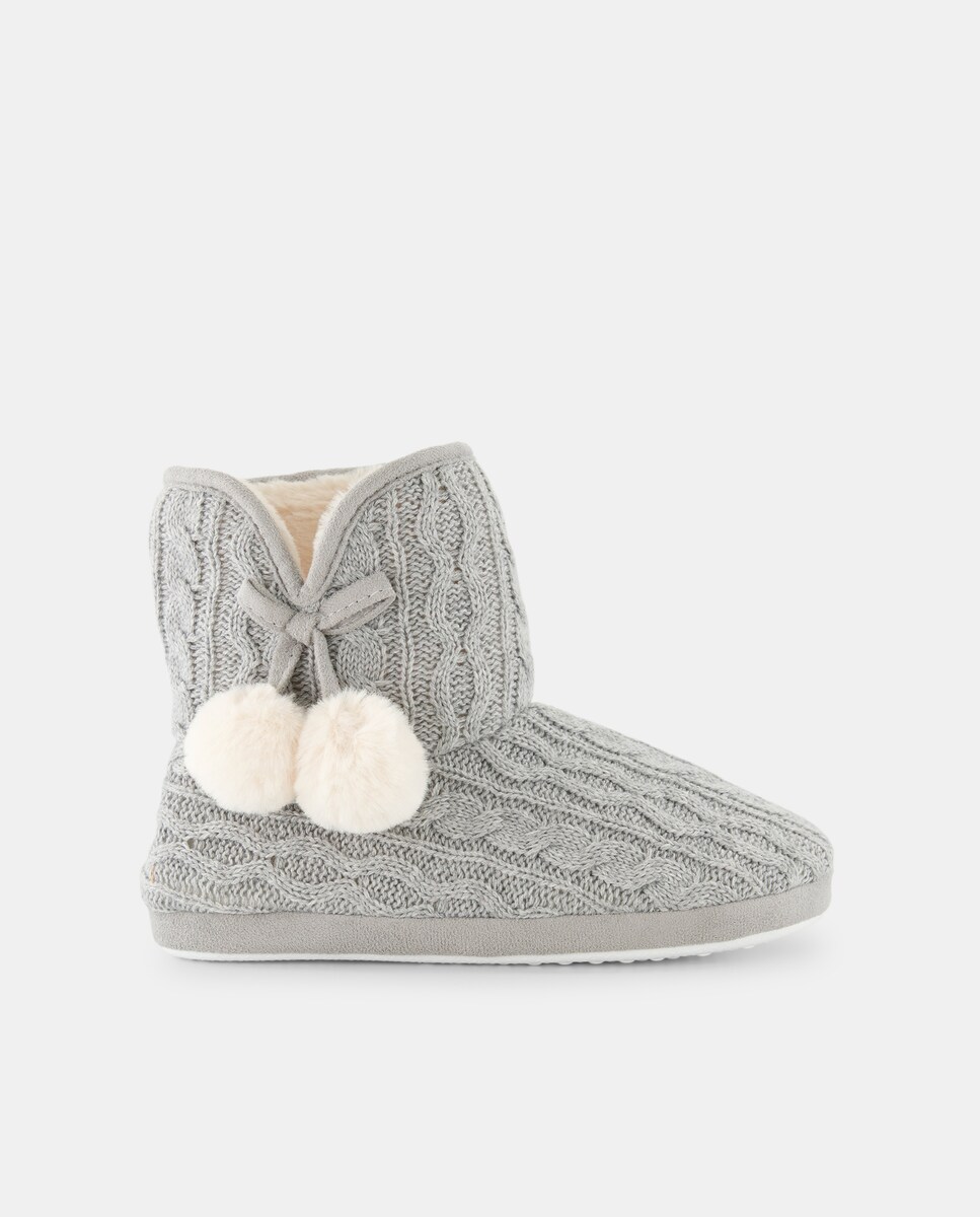 Bota de mujer de punto Gris claro-2