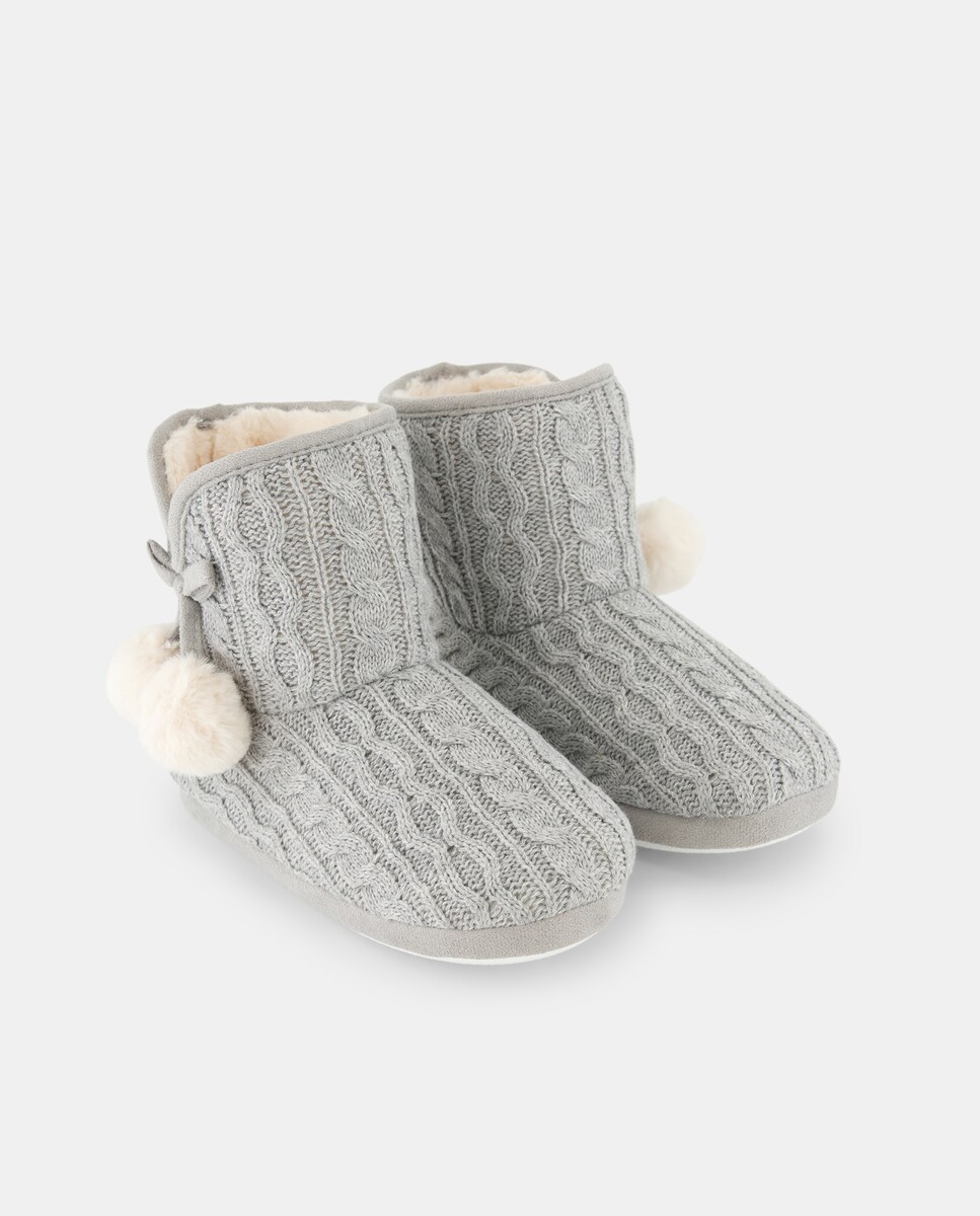Bota de mujer de punto Gris claro-3