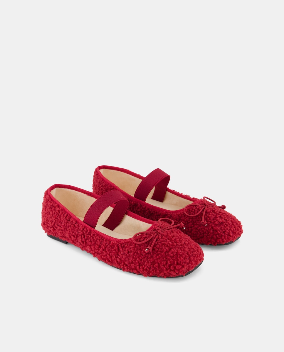 Zapatilla de mujer borreguillo Burdeos-3