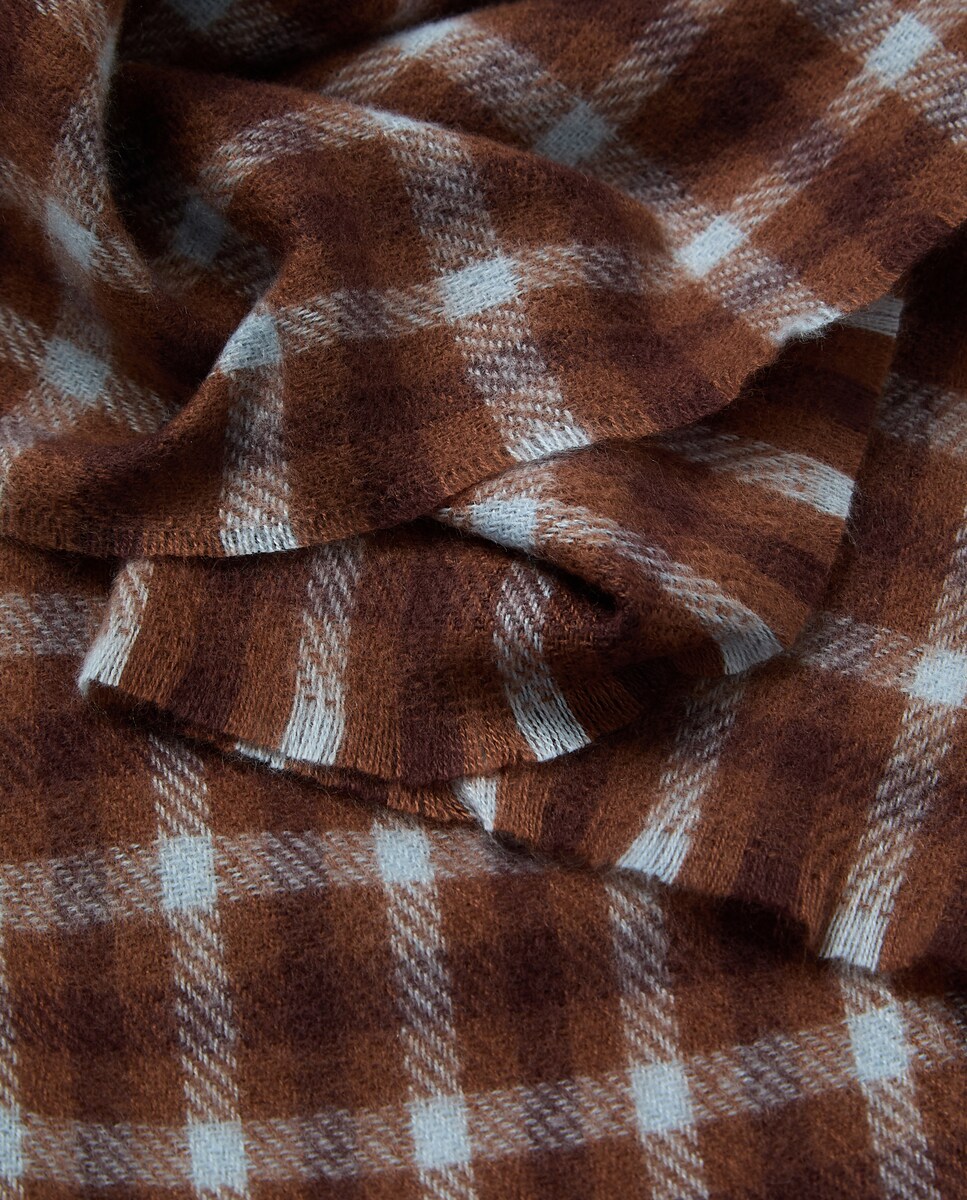 Bufanda de mujer de cuadros Marrón-3