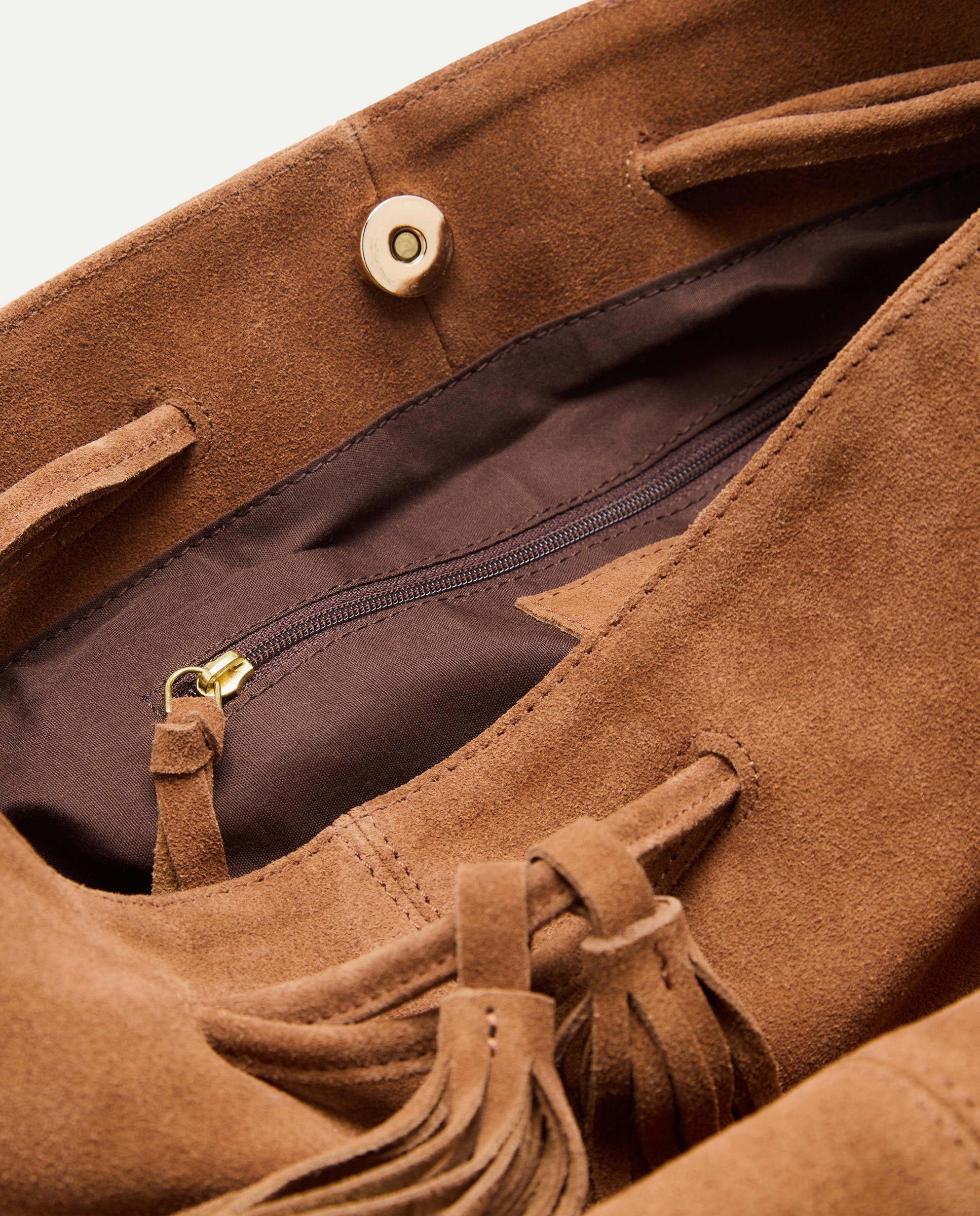 Bolso mujer borlas piel 730 Camel-4
