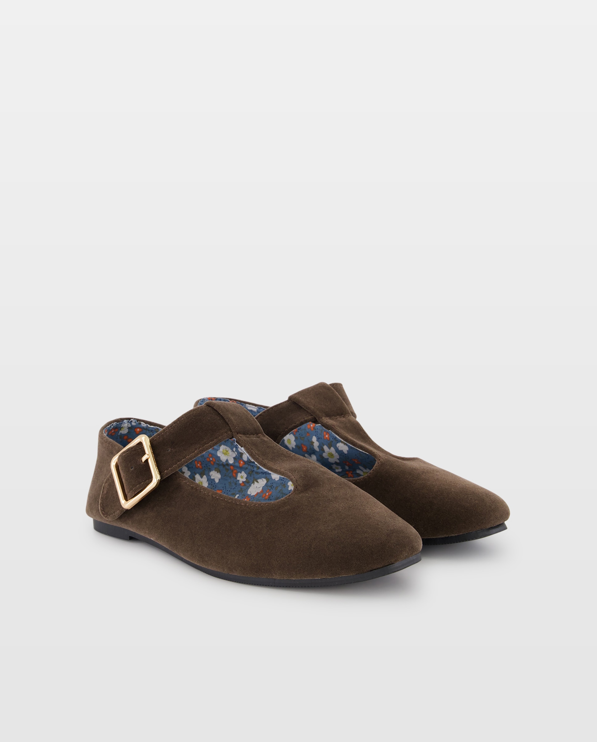 Zapato de mujer de terciopelo con hebilla 820 Gris medio-2