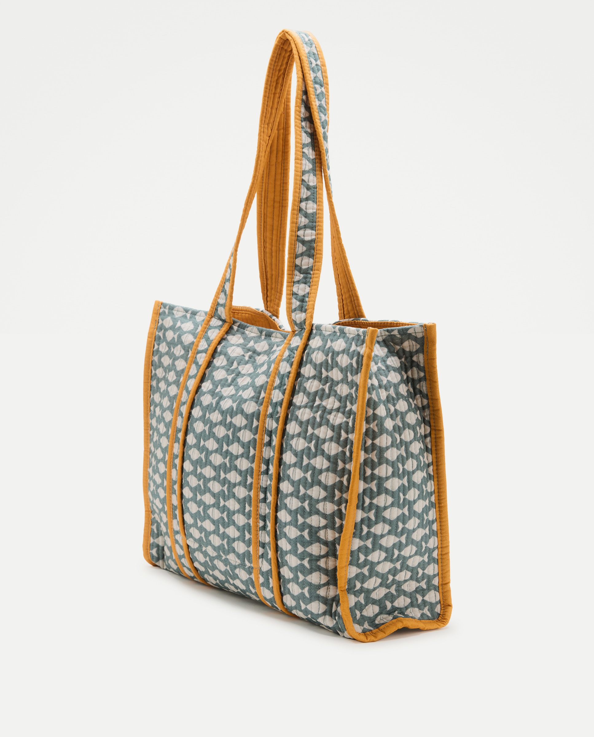 Bolso mujer tela estampado Verde-2