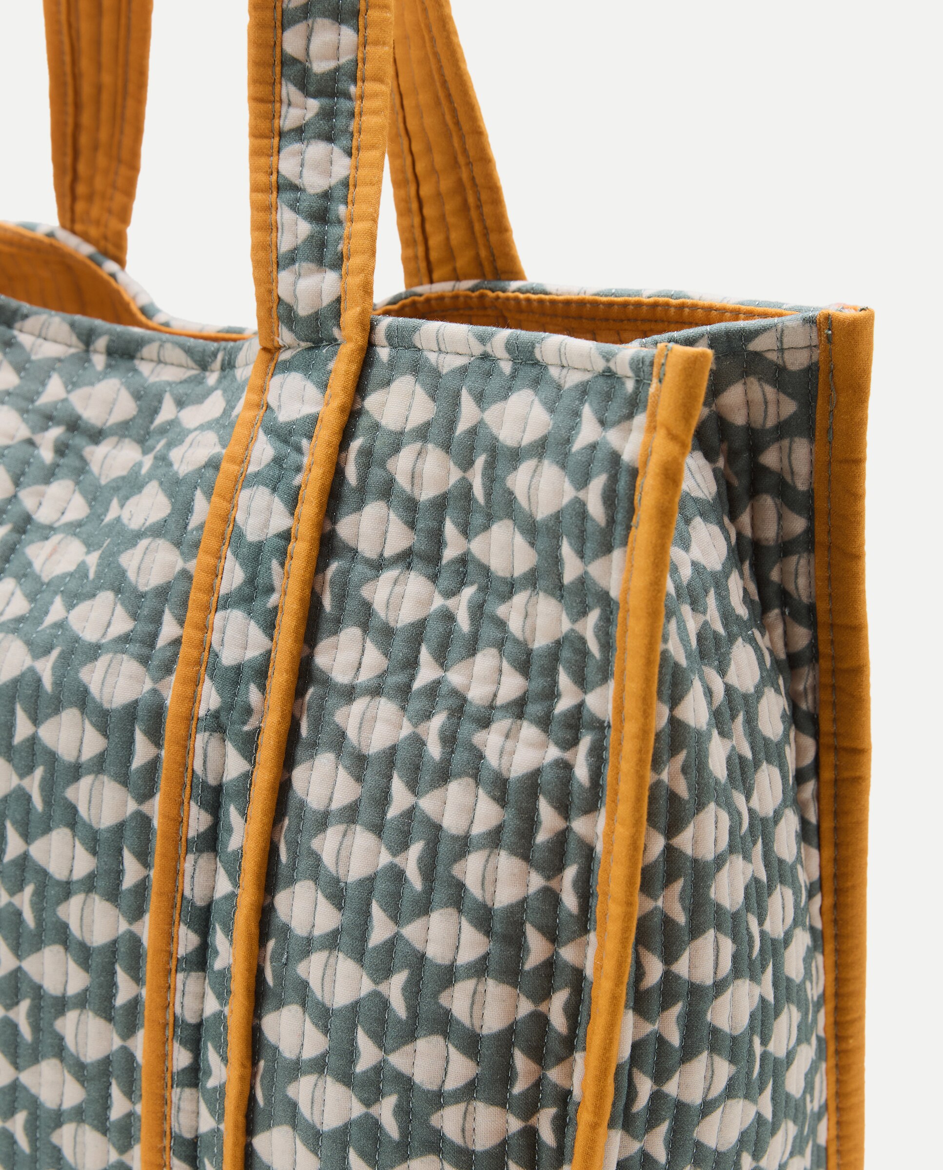 Bolso mujer tela estampado Verde-4