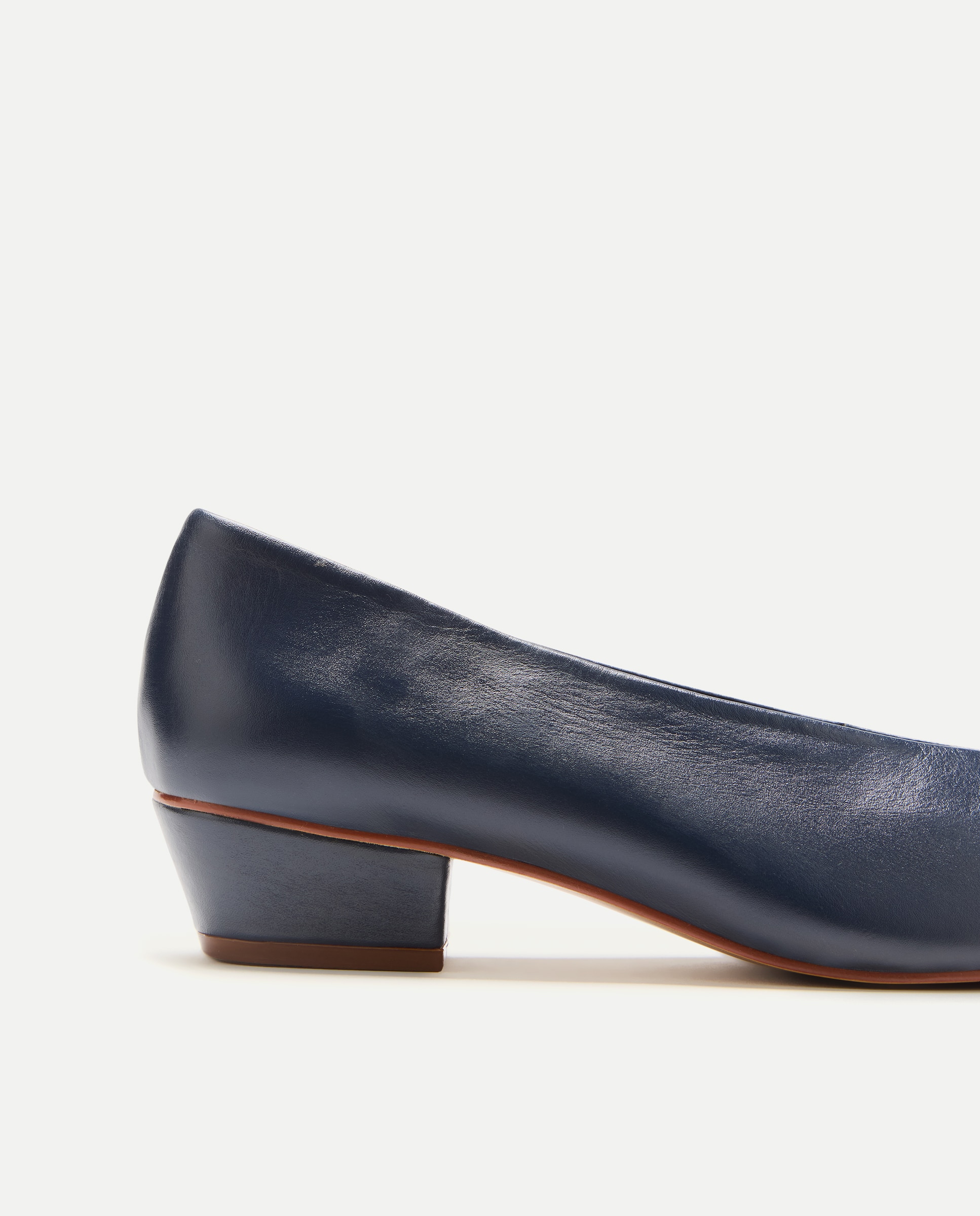 Bailarina de mujer de piel con tacón Azul marino-5
