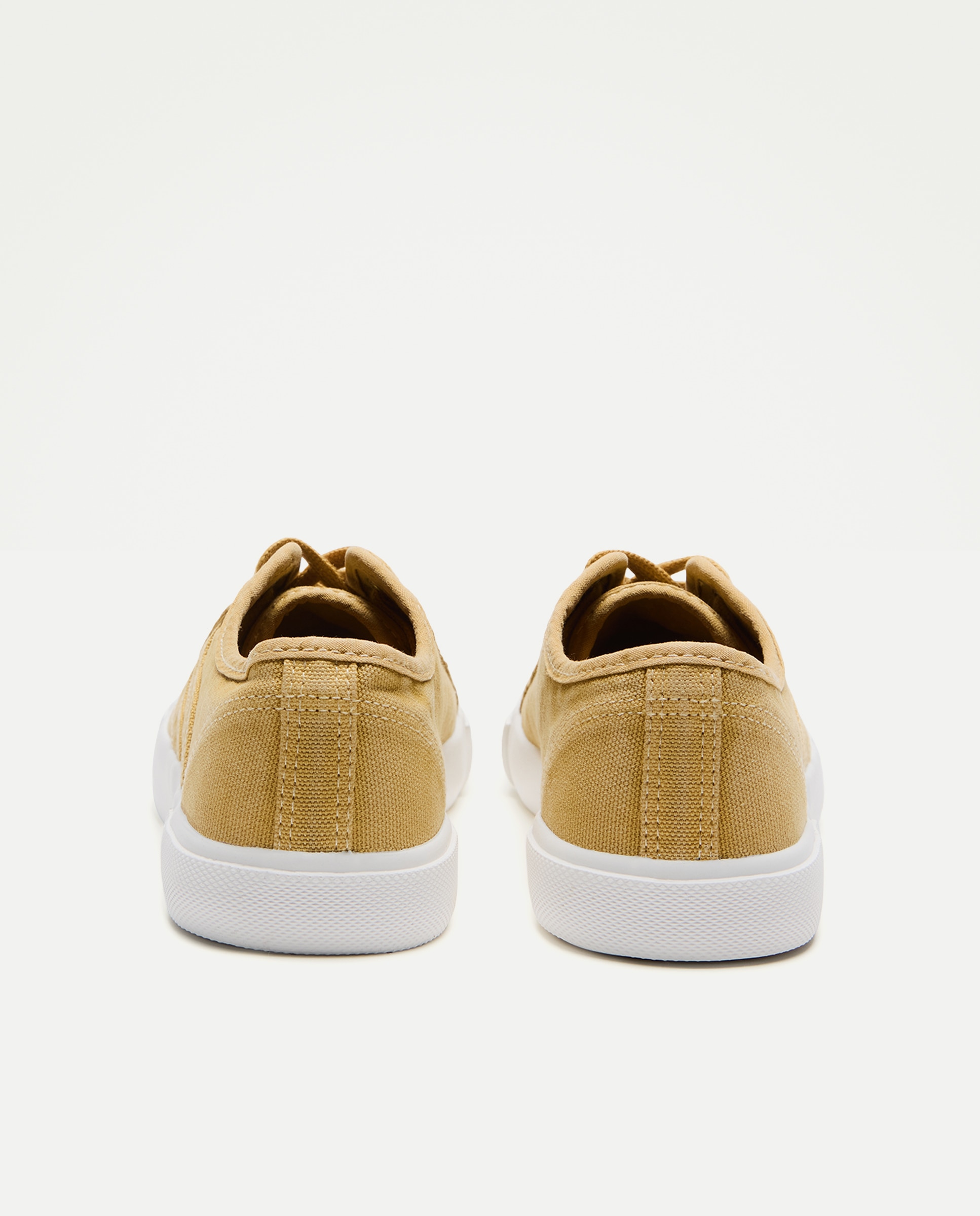 Zapatilla de mujer de lona con cordones Mostaza-3