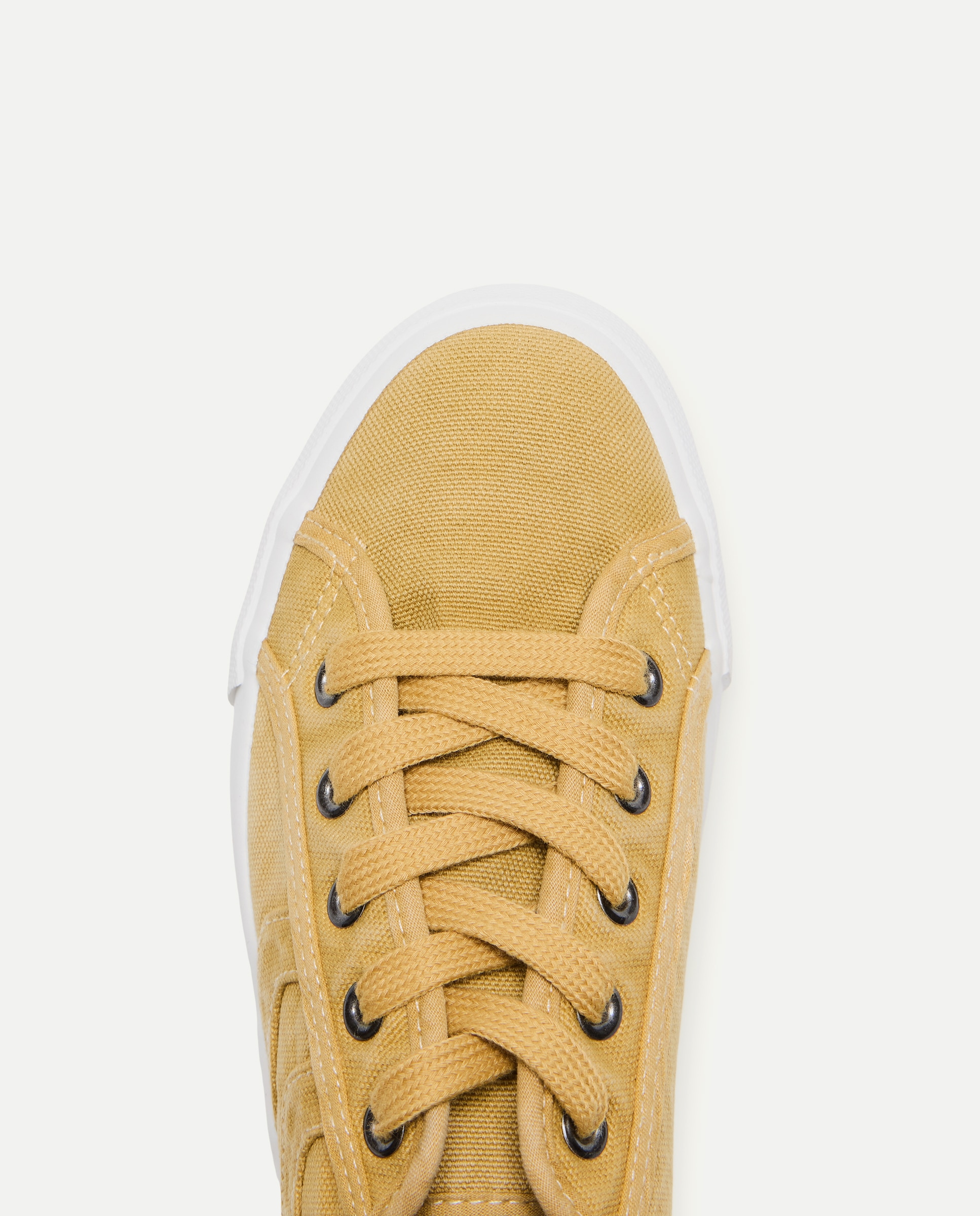 Zapatilla de mujer de lona con cordones Mostaza-4