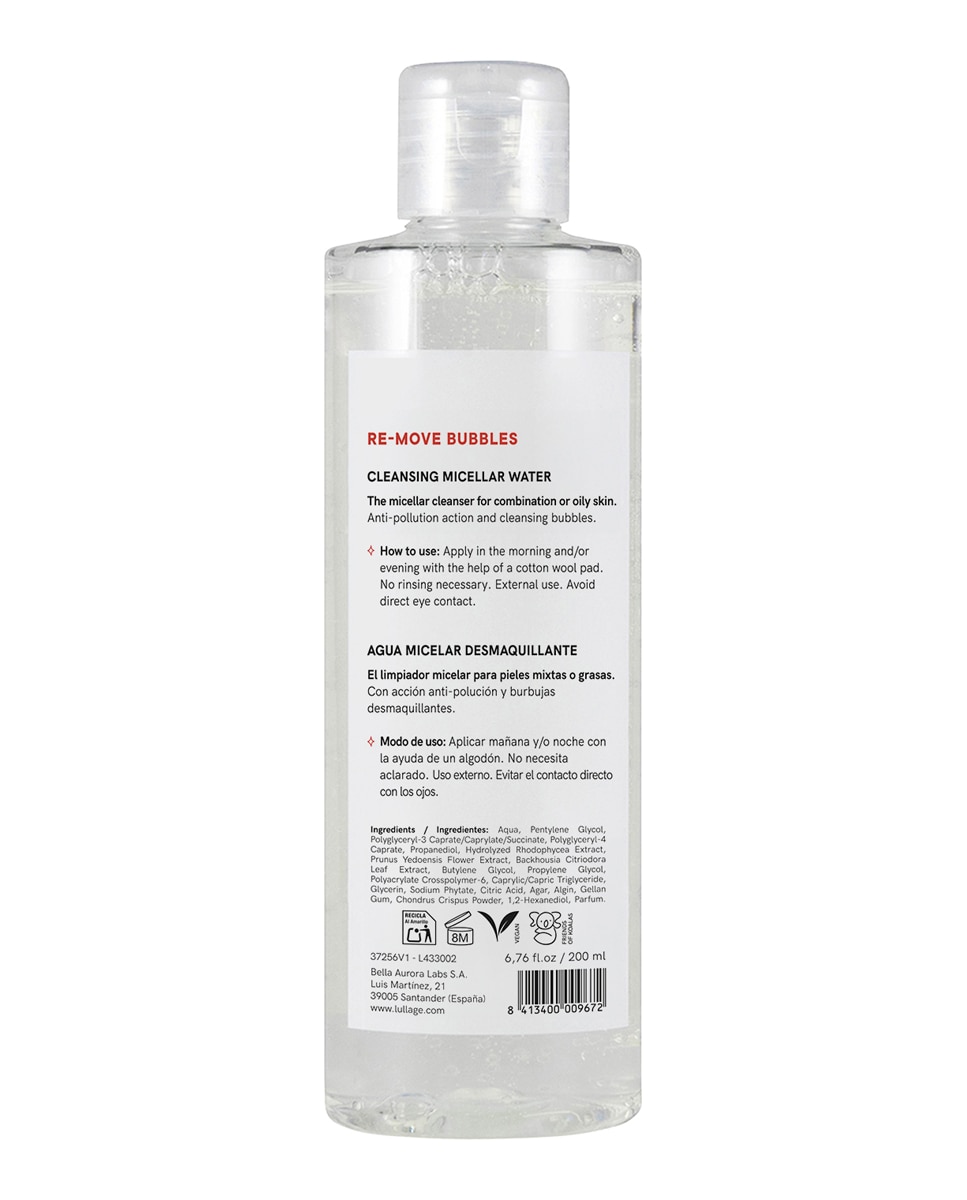 Agua micelar limpiadora y desmaquillante Lullage - 200 ml 3