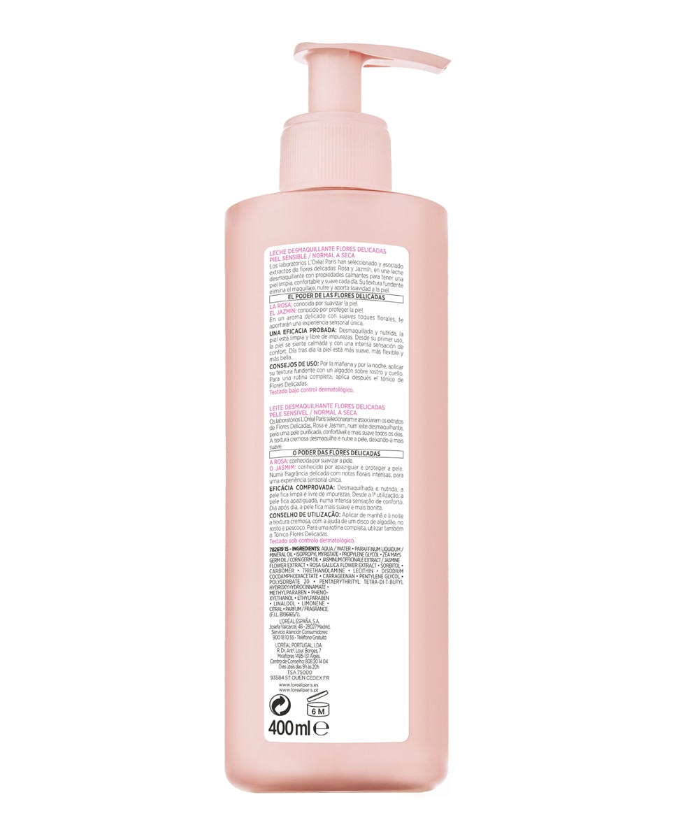 Imagen 2 de Leche Limpiadora Flores Delicadas L'Oréal Paris - 400 ml