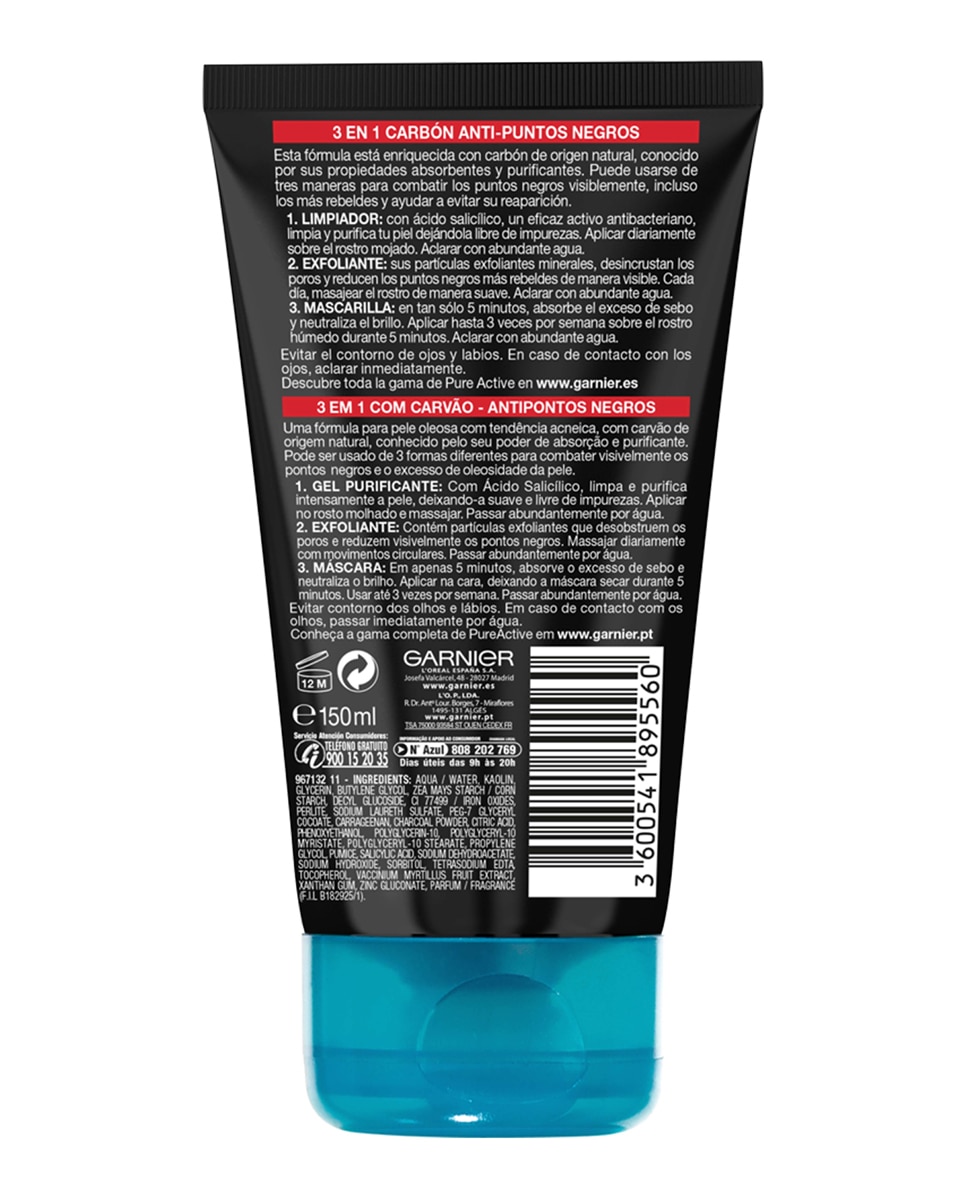 Gel limpiador y exfoliante 3 en 1 Skin Active Garnier - 150 ml 2