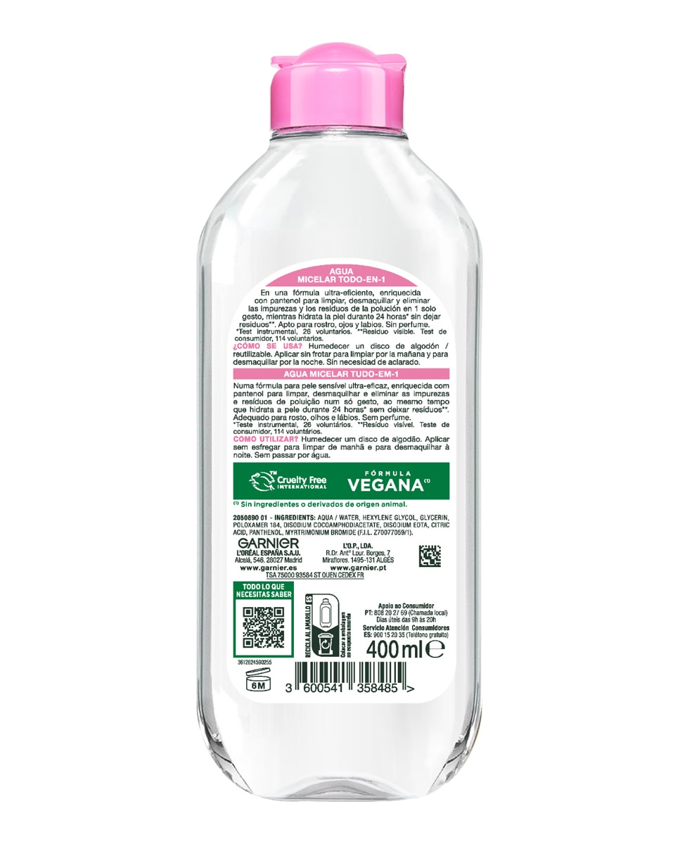 Agua Micelar Todo en Uno 400 ml Garnier SkinActive - 400 ml 2