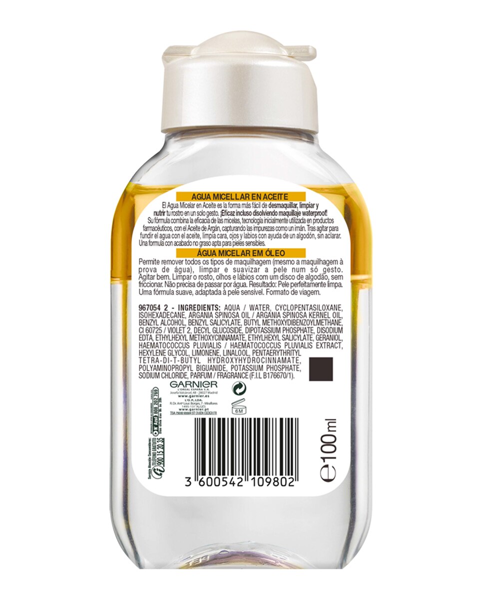 Agua micelar bifásica con Aceite de Argán Garnier - 100 ml 2