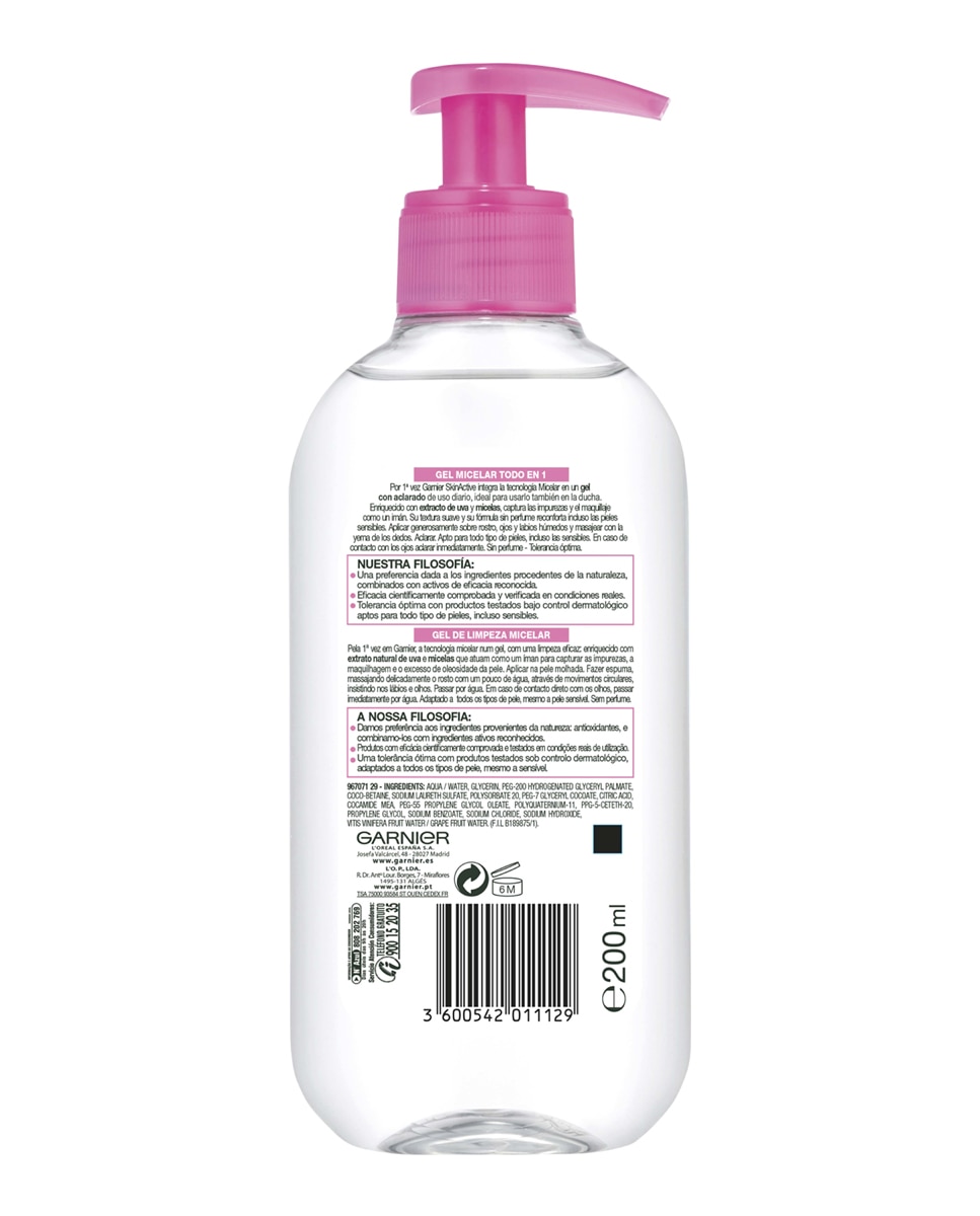 Gel micelar Todo en Uno Skin Active Garnier - 200 ml 2