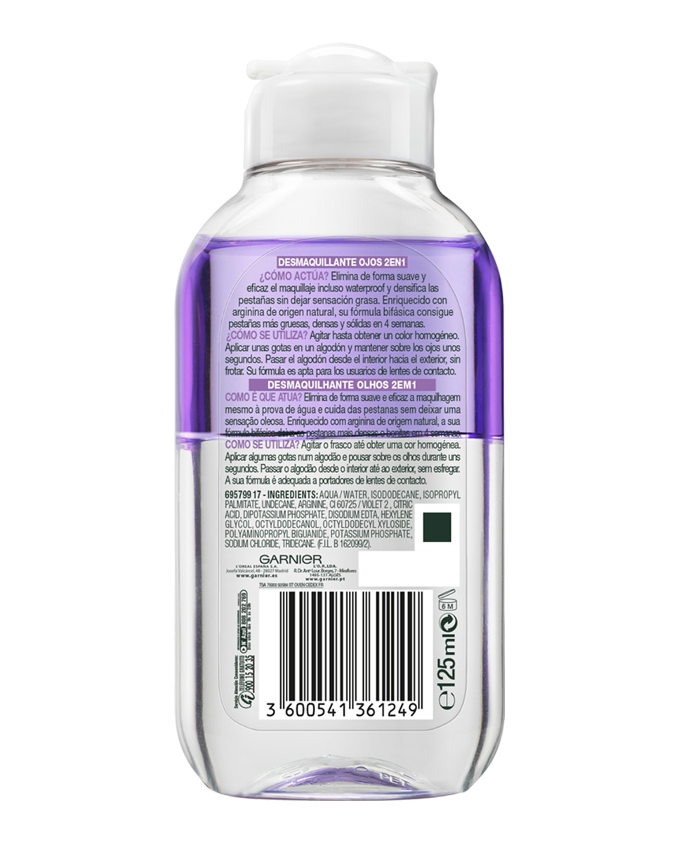 Imagen 2 de Desmaquillante de ojos 2 en 1 Skin Active Garnier - 125 ml