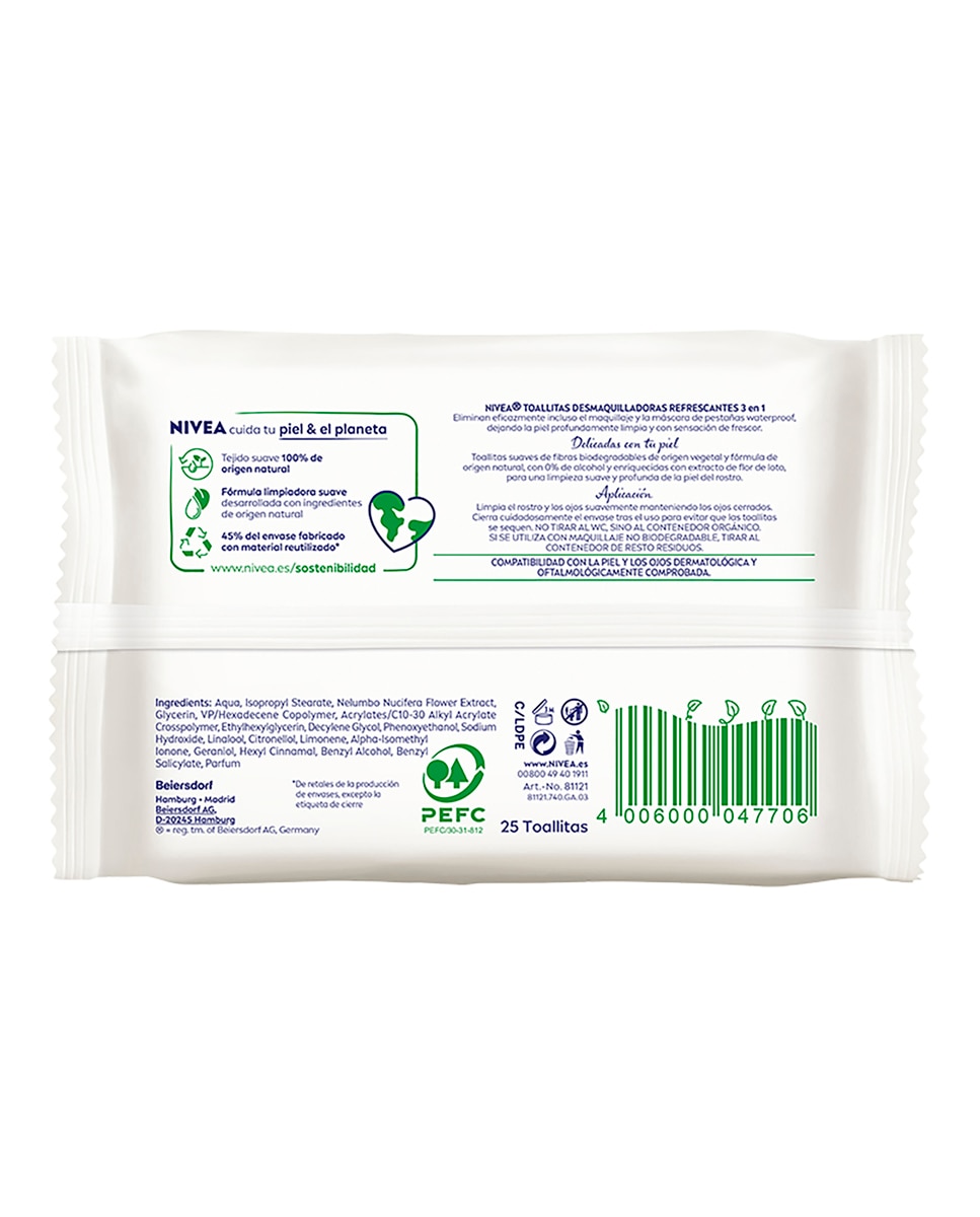 Toallitas Desmaquilladoras Para Piel Normal Y Mixta 25 Uds Nivea - 4,8 gr 2