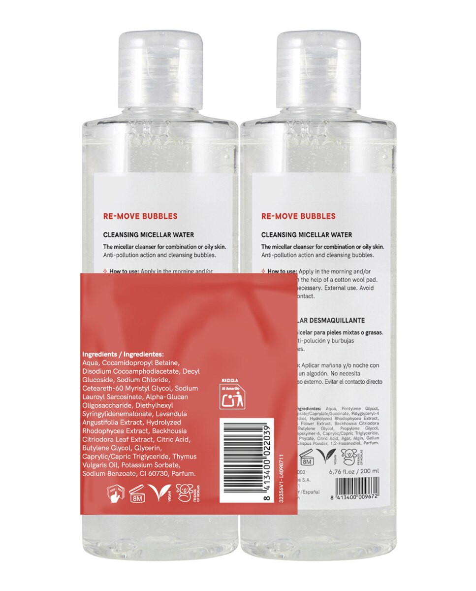 Pack 2x1 Re-move Bubbles Agua Micelar Desmaquillante Lullage 2