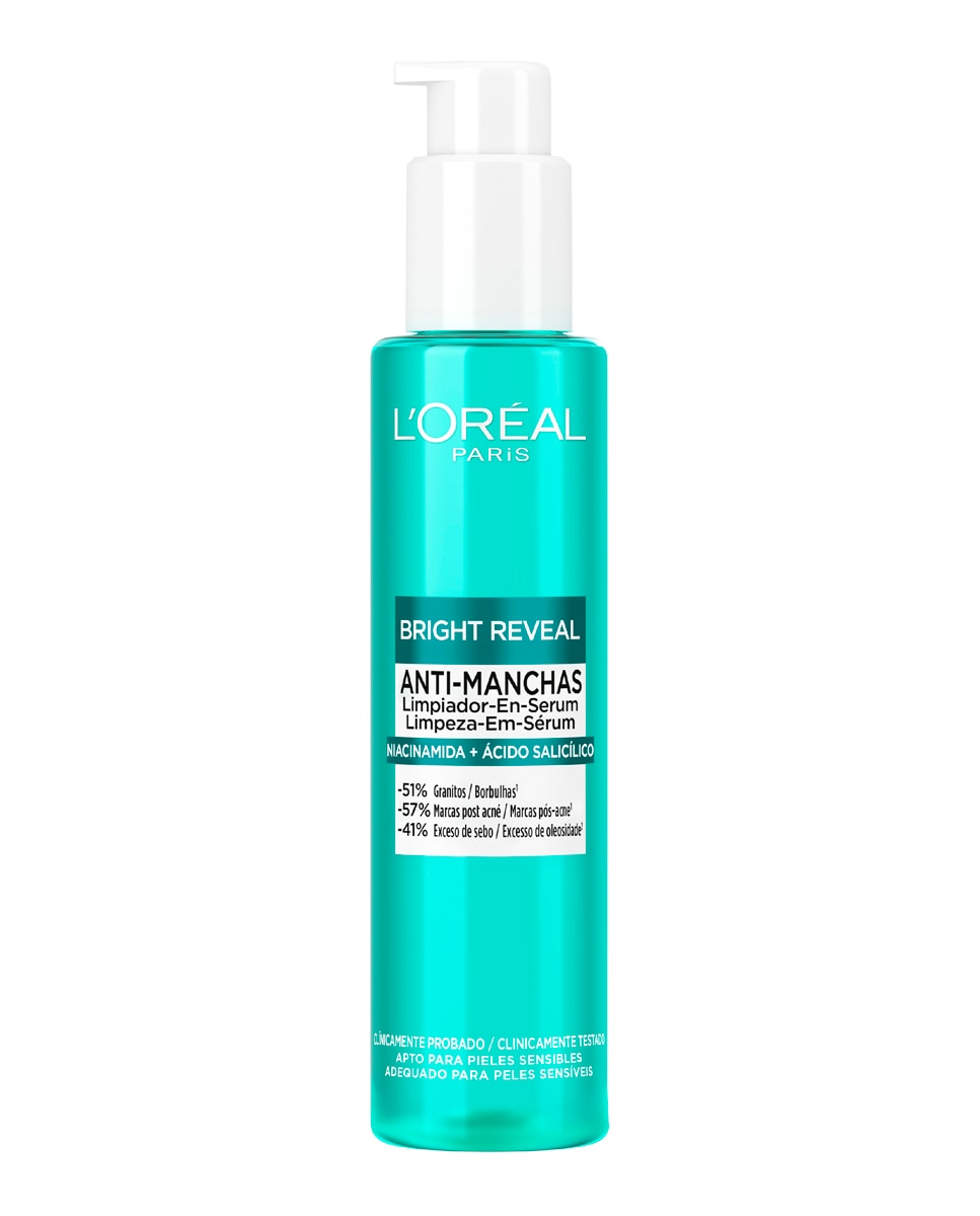 L'Oréal Paris - Limpiador Sérum Anti-Manchas con Niacinamida y Ácido Salicílico Bright Reveal 150 ml L'Oréal Paris Dermo Expertise.