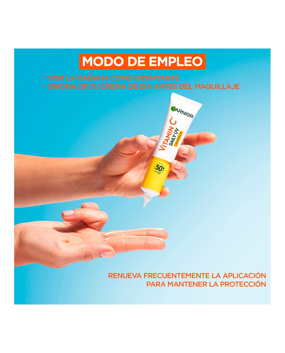 Fluido Antimanchas Anti-UV Diario Invisible Vitamina C FPS50+ 40 ml Garnier SkineActive - 40 ml 3