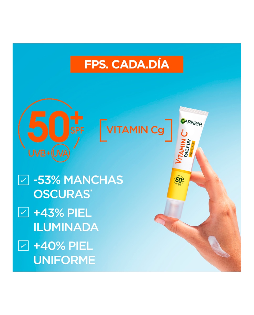 Fluido Antimanchas Anti-UV Diario Invisible Vitamina C FPS50+ 40 ml Garnier SkineActive - 40 ml 4