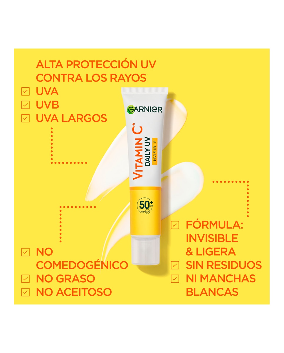 Fluido Antimanchas Anti-UV Diario Invisible Vitamina C FPS50+ 40 ml Garnier SkineActive - 40 ml 6