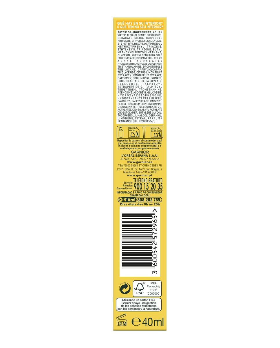 Fluido Antimanchas Anti-UV Diario Invisible Vitamina C FPS50+ 40 ml Garnier SkineActive - 40 ml 7