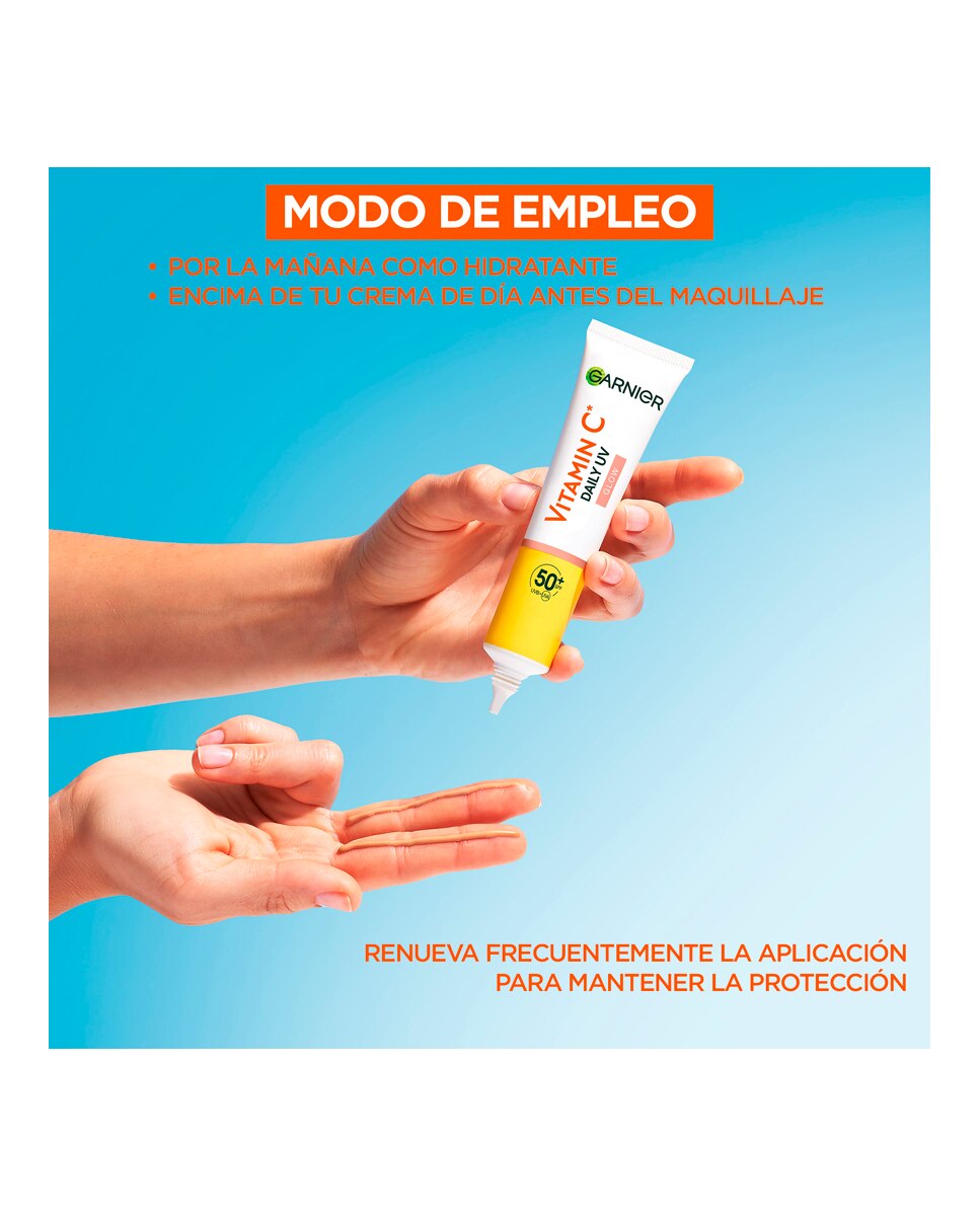 Fluido Antimanchas Anti-UV Diario Efecto Glow Vitamina C FPS50+ Garnier SkineActive - 40 ml 3