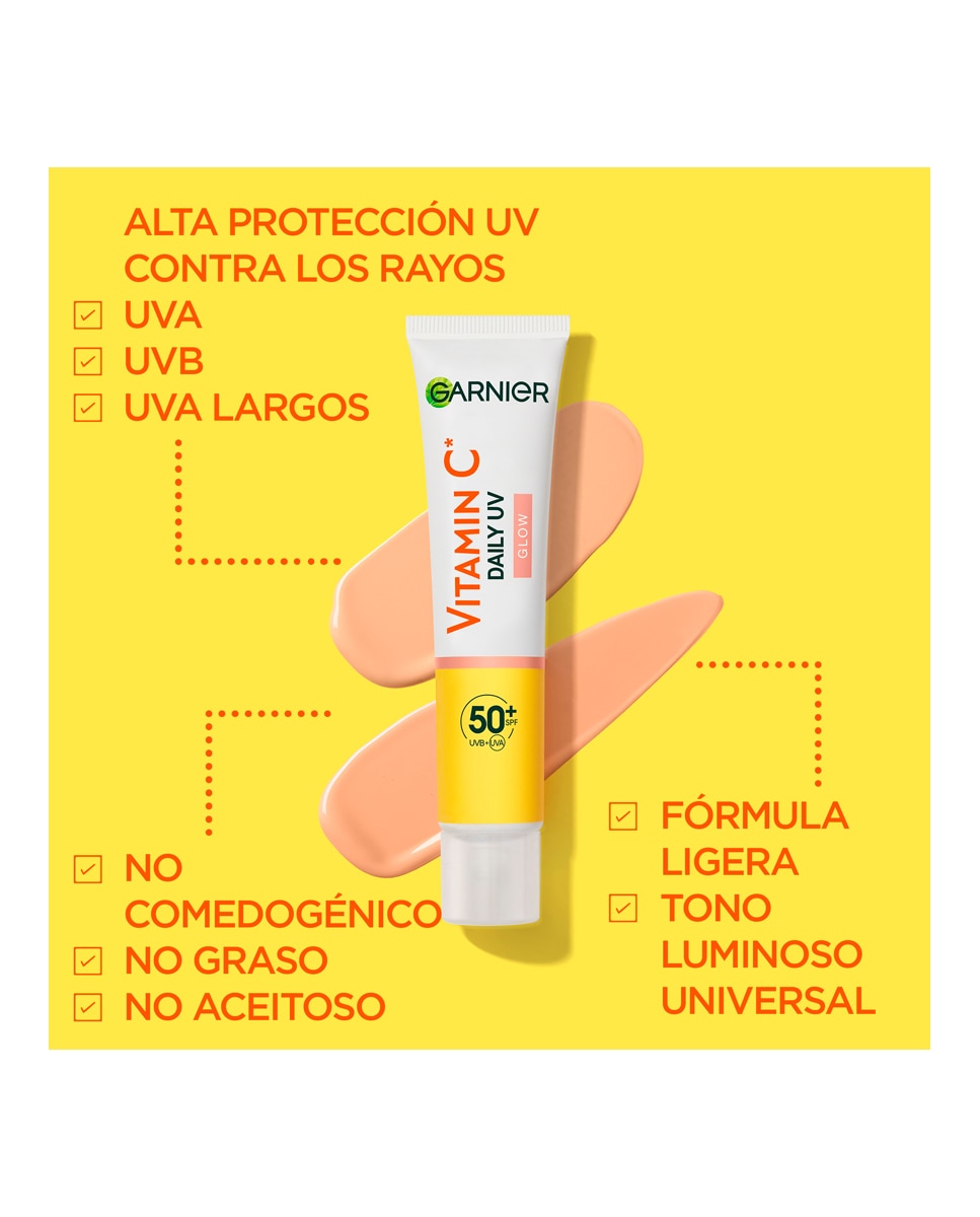 Fluido Antimanchas Anti-UV Diario Efecto Glow Vitamina C FPS50+ Garnier SkineActive - 40 ml 6