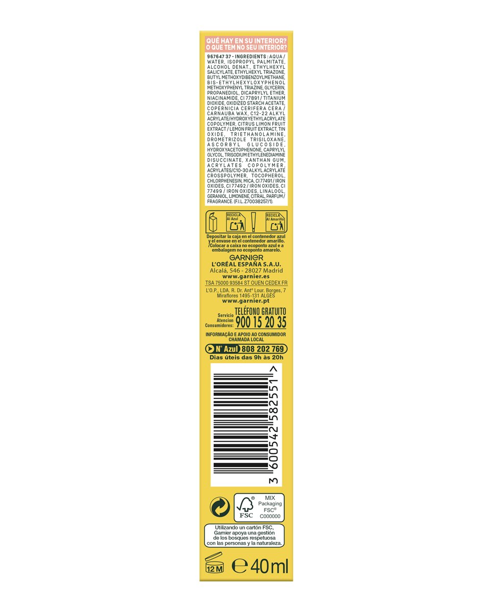 Fluido Antimanchas Anti-UV Diario Efecto Glow Vitamina C FPS50+ Garnier SkineActive - 40 ml 7