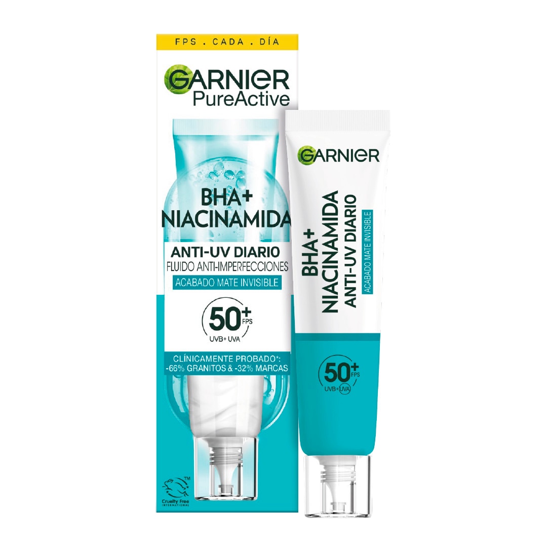 Imagen 0 de Crema Pure Active Fluido UV Diario con BHA + Niacinamida FPS50+ 40 ml Garnier