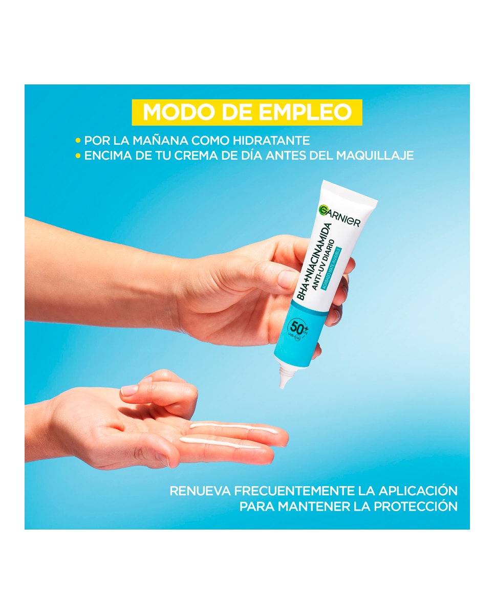 Crema Pure Active Fluido UV Diario con BHA + Niacinamida FPS50+ 40 ml Garnier - 40 ml 4