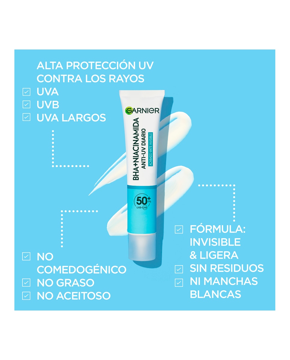 Crema Pure Active Fluido UV Diario con BHA + Niacinamida FPS50+ 40 ml Garnier - 40 ml 5
