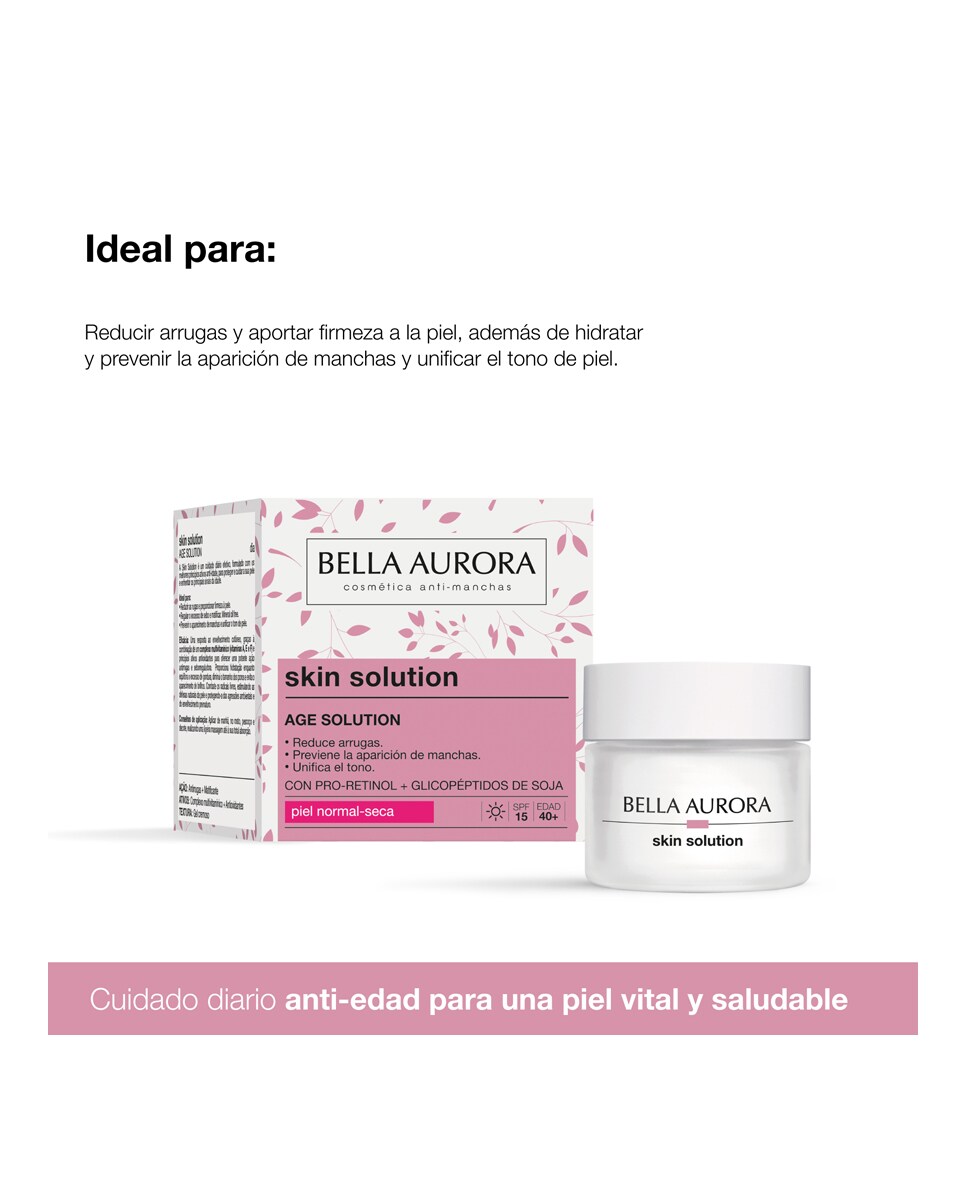 Crema antiarrguas reafirmante de día Age solution SPF 15 para piel normal-seca Bella Aurora 4