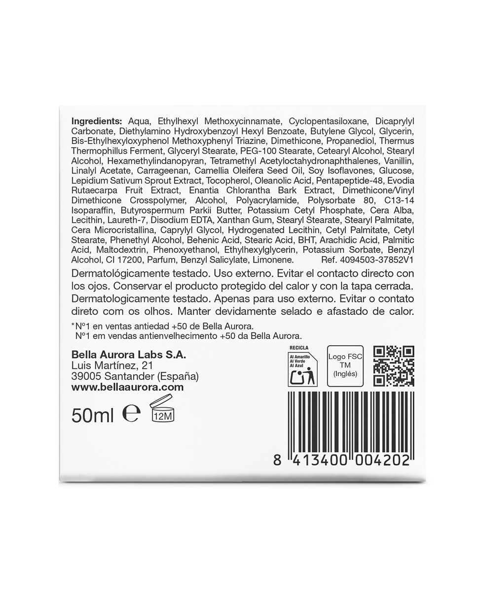 Crema Anti-Edad Splendor10 Día BELLA AURORA - 50 ml 6