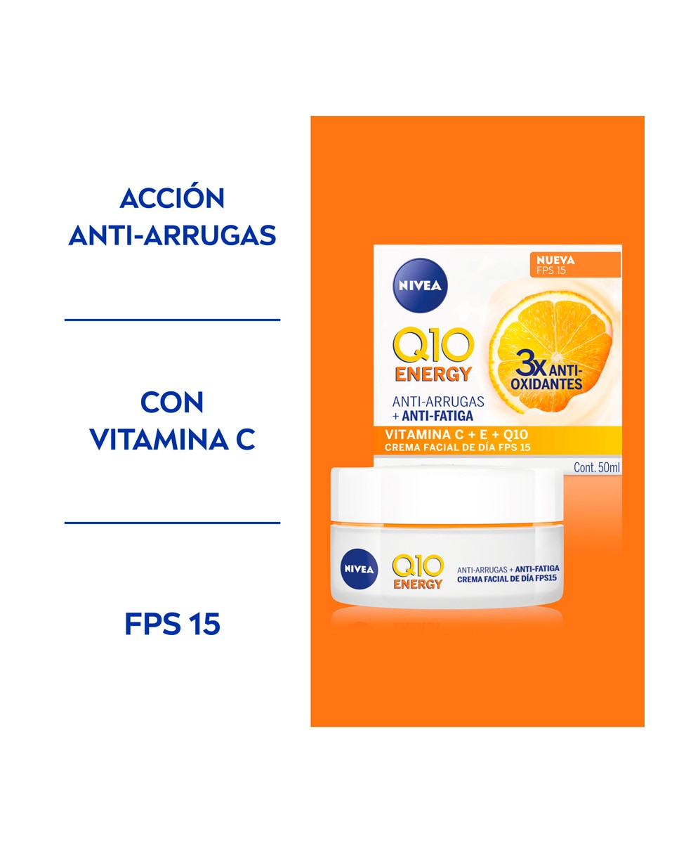 Crema De Día Q10 Energy Antiarrugas Fp15 Con Vitamina C 50 ml Nivea - 50 ml 5